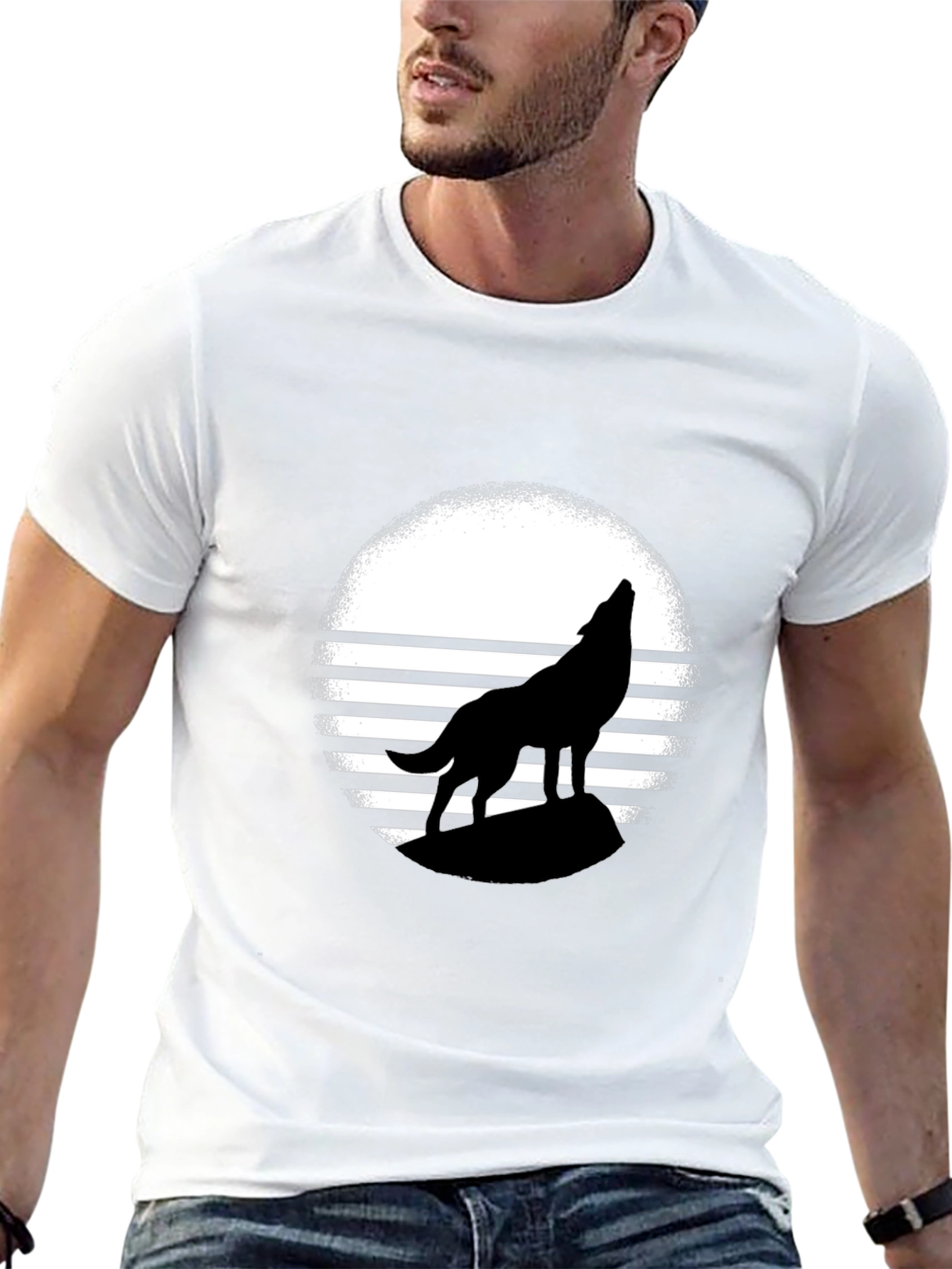 Wolf Silhouette Tee - Graphic Print T-Shirt
