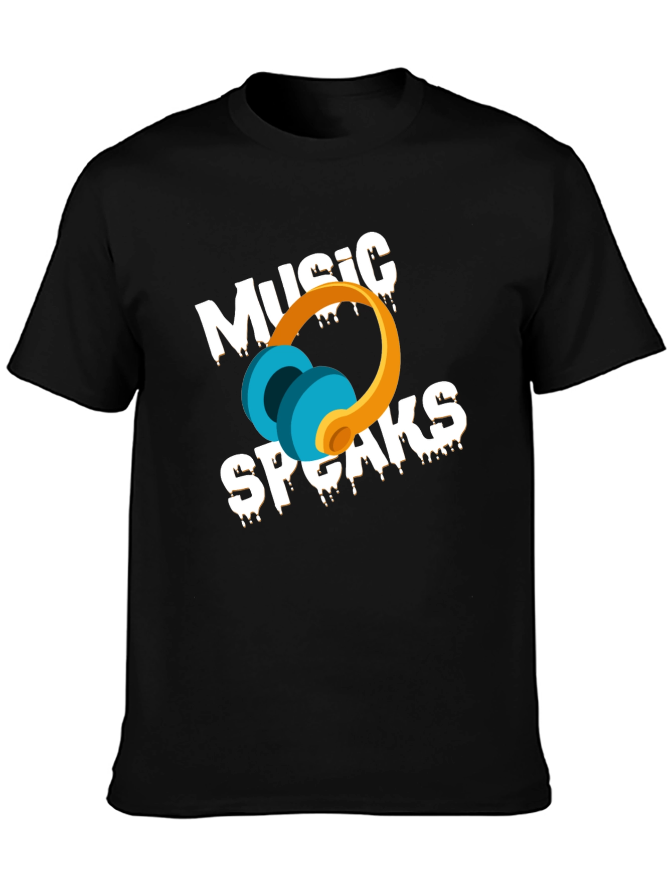 Music Speaks Graphic T-Shirt - Black Cotton Blend