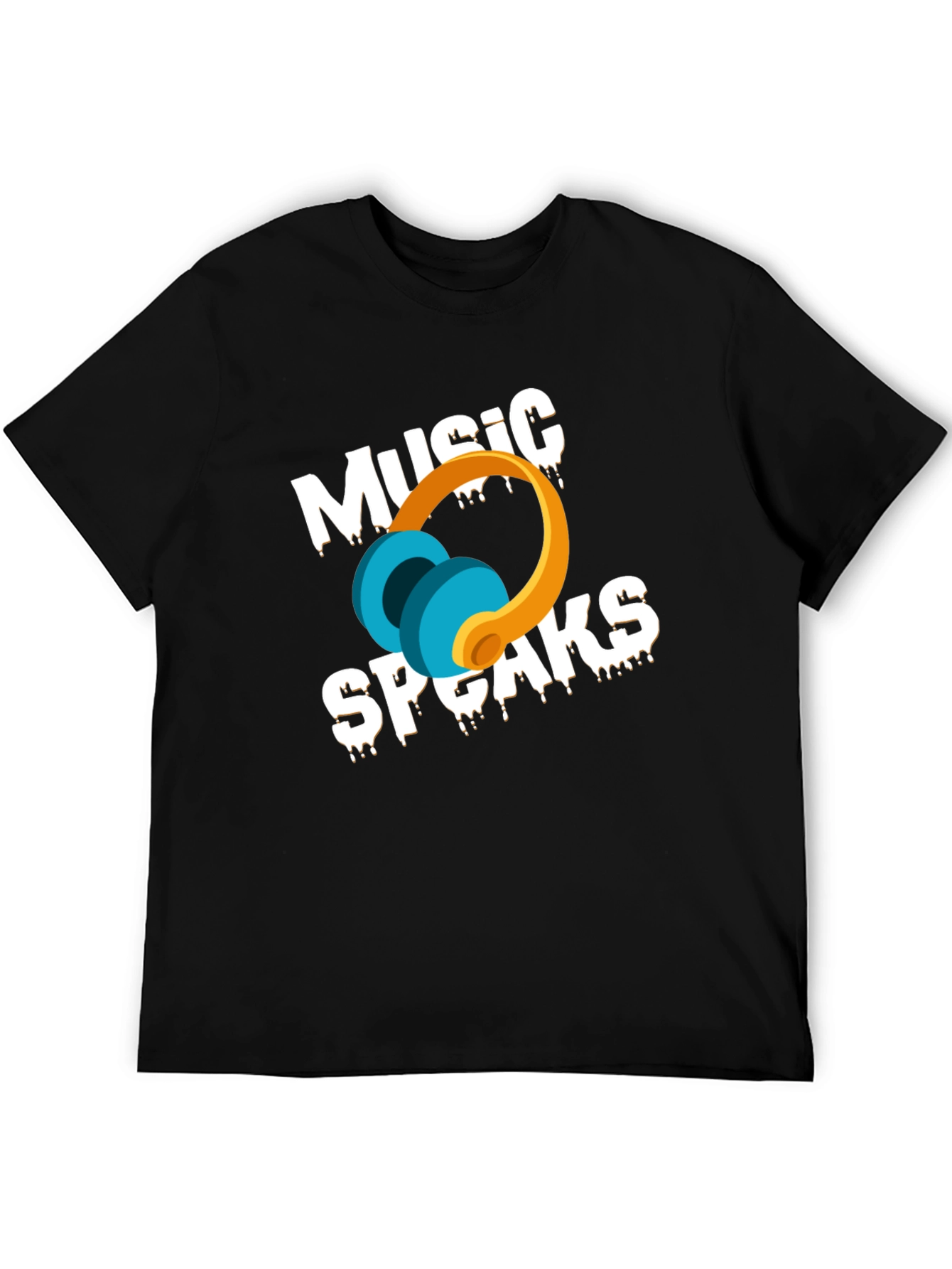 Music Speaks Graphic T-Shirt - Black Cotton Blend
