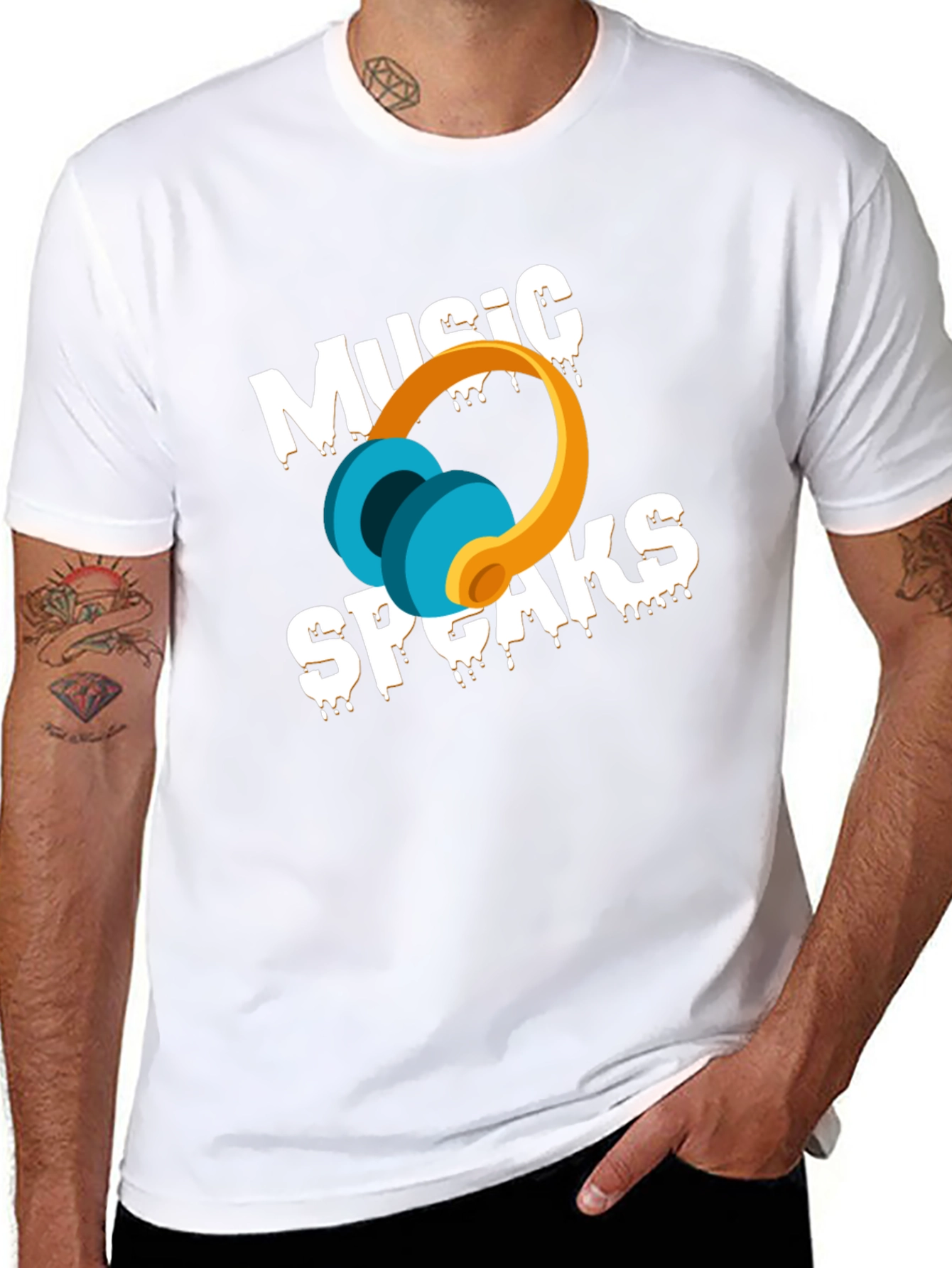 Music Speaks Graphic T-Shirt - Black Cotton Blend