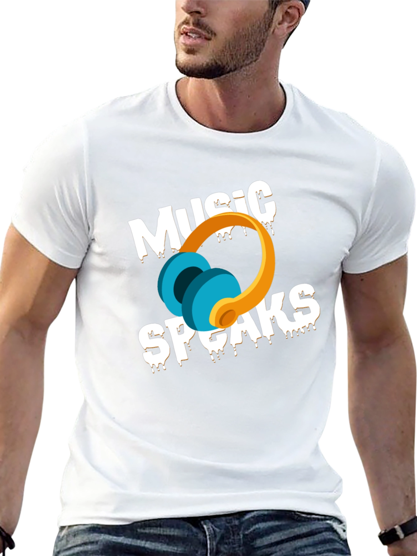 Music Speaks Graphic T-Shirt - Black Cotton Blend