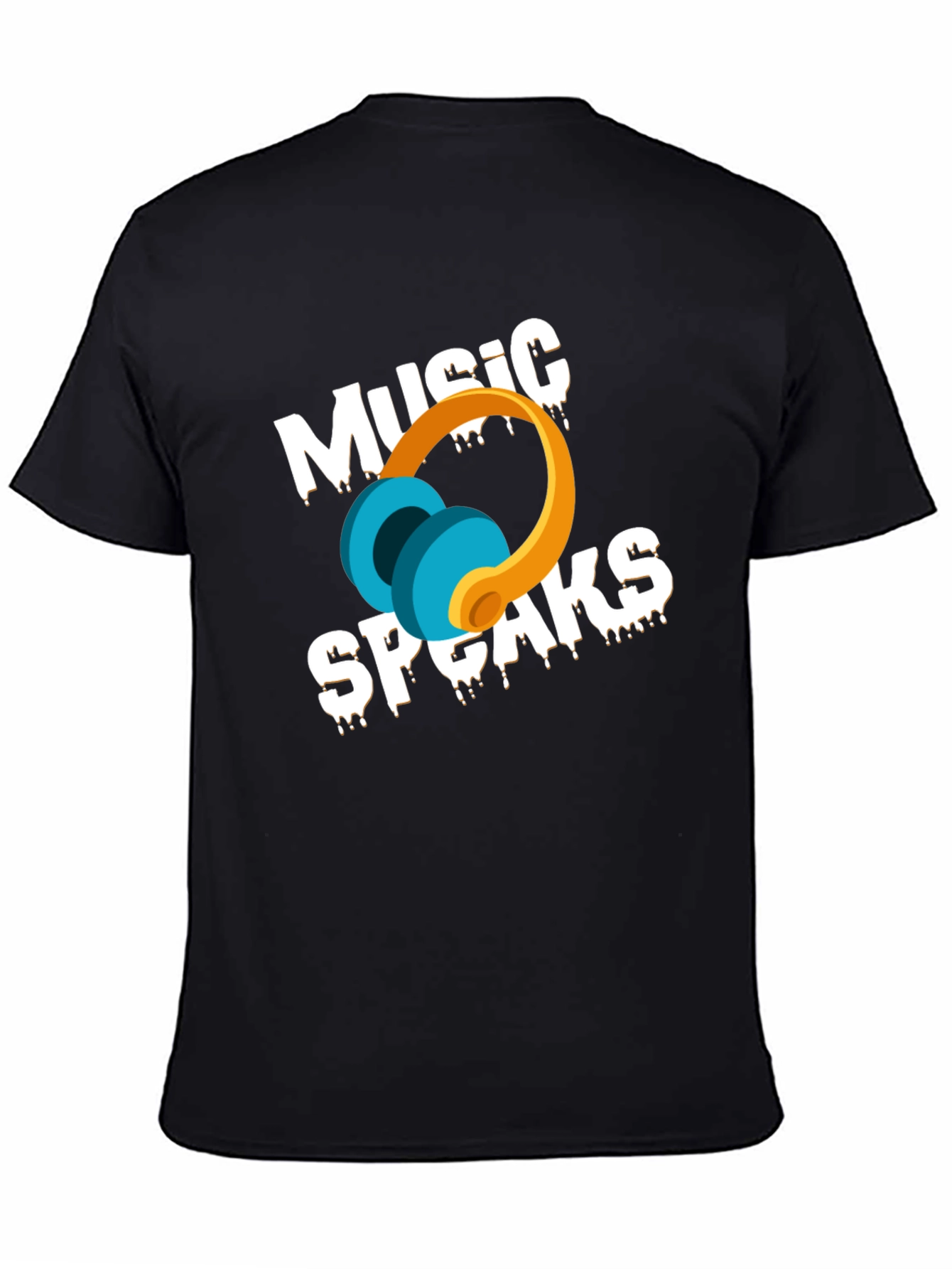 Music Speaks Graphic T-Shirt - Black Cotton Blend