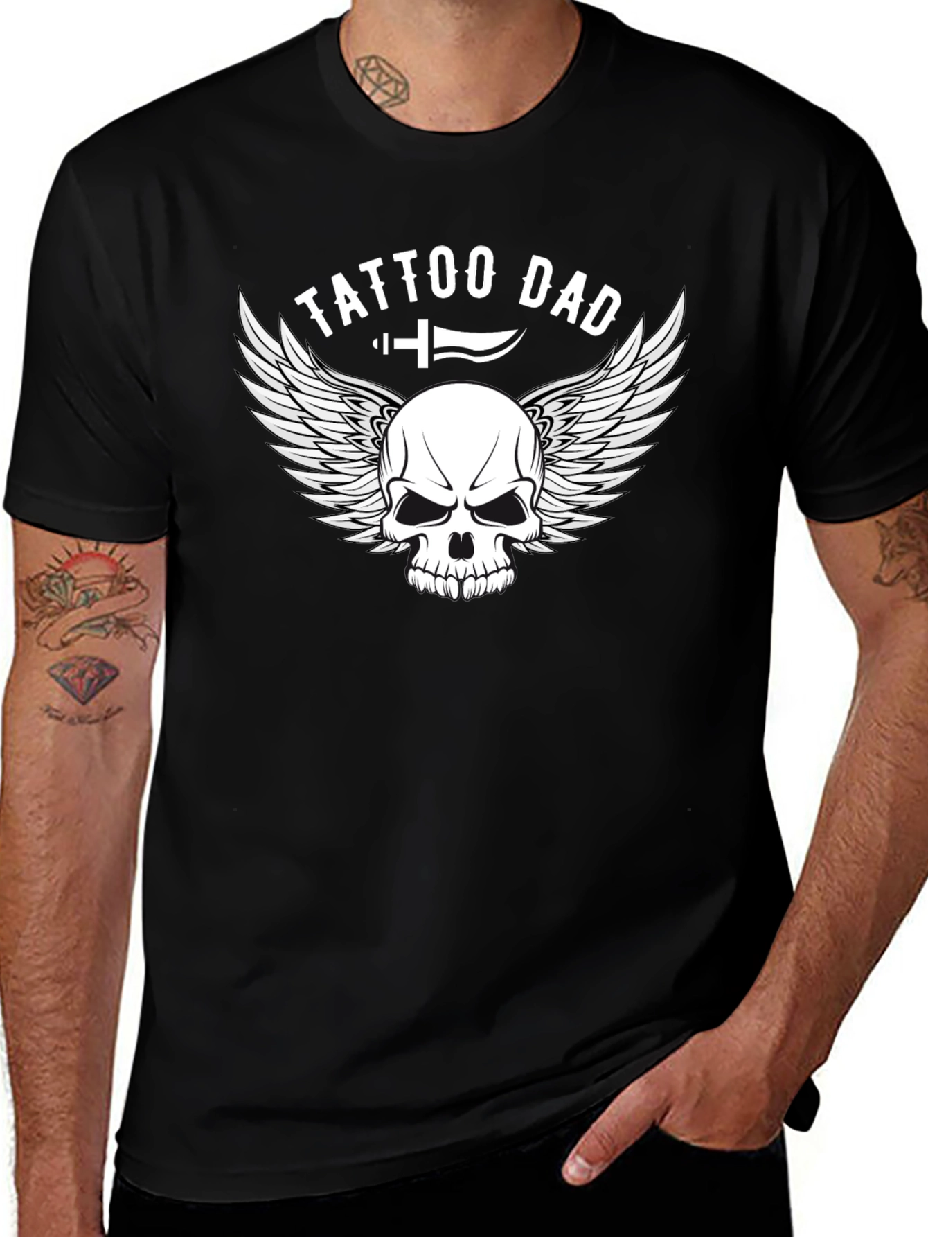 Tattoo Dad Graphic Tee - Skull and Wings