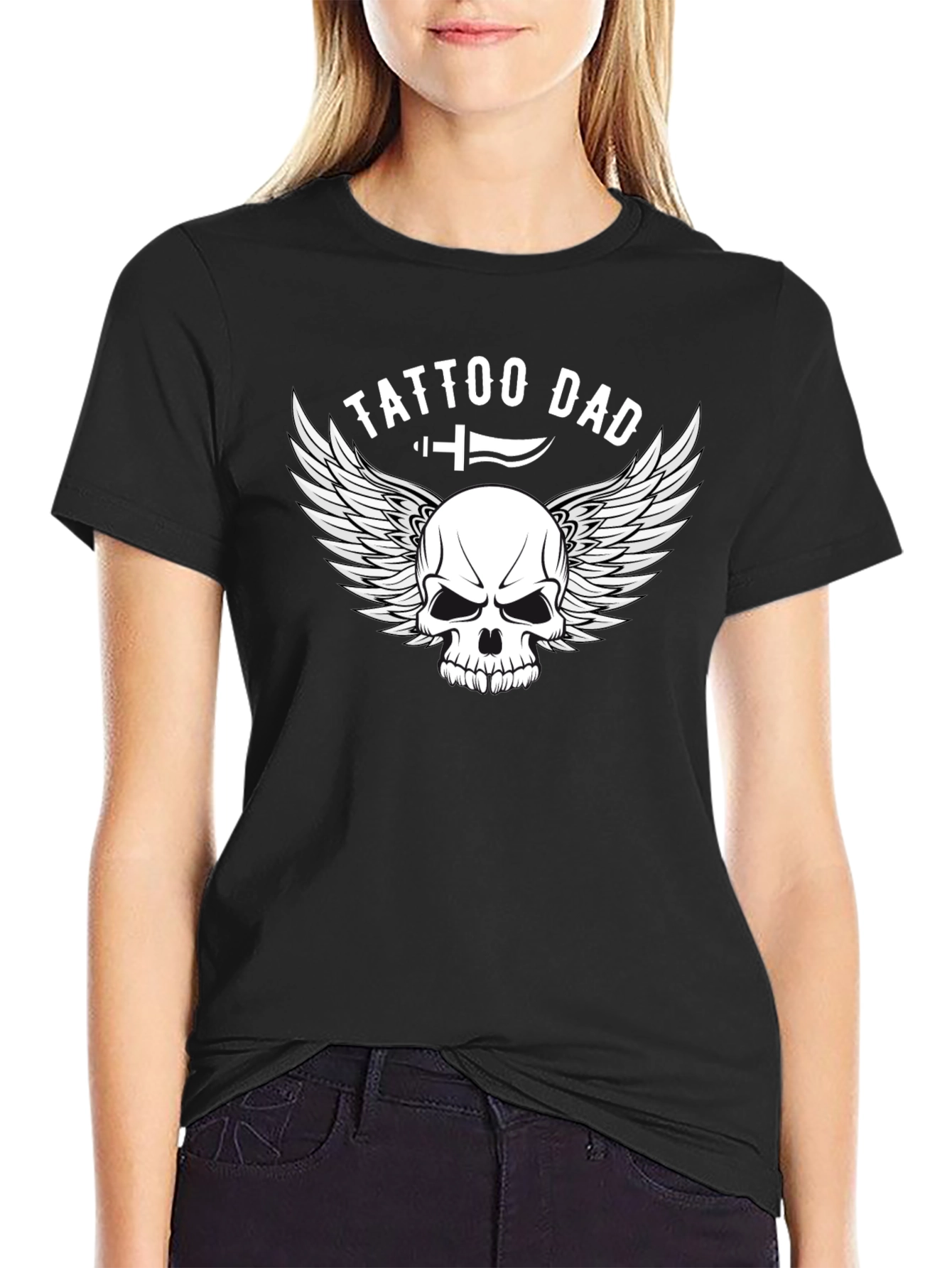 Tattoo Dad Graphic Tee - Skull and Wings
