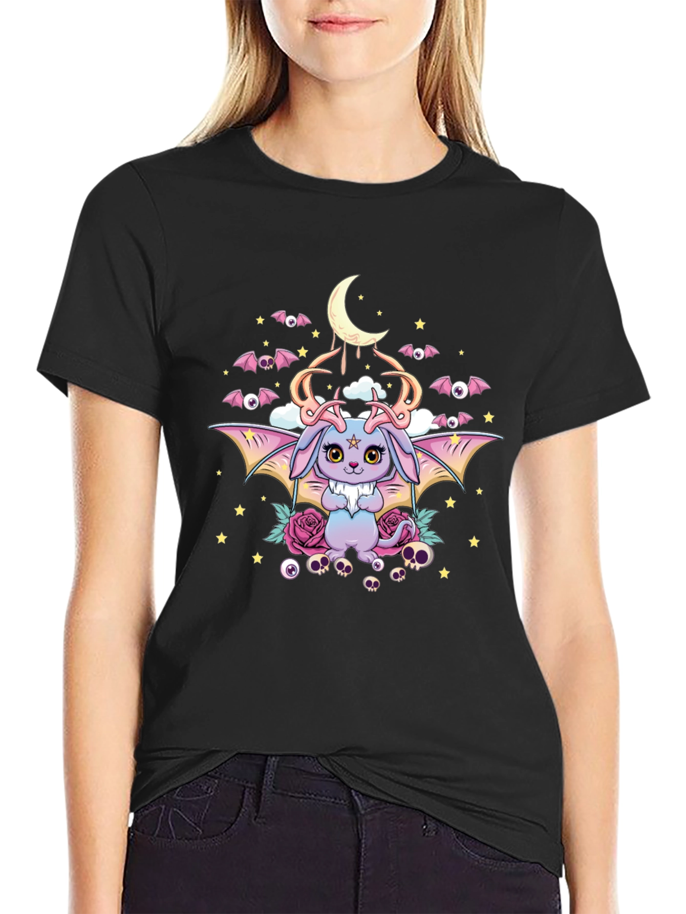 Pastel Goth Bunny Bat Graphic Tee