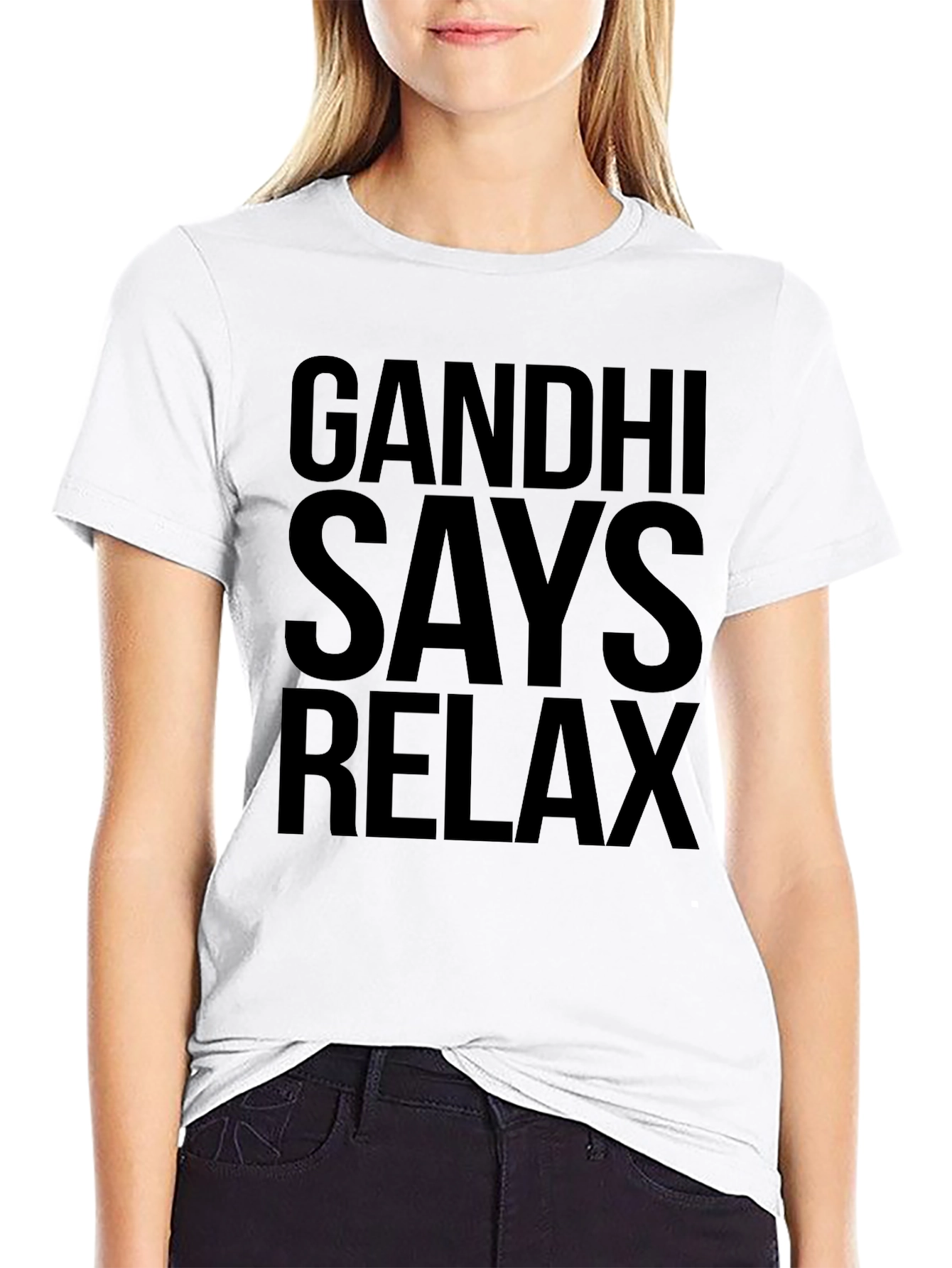 Gandhi Says Relax Black Graphic T-Shirt