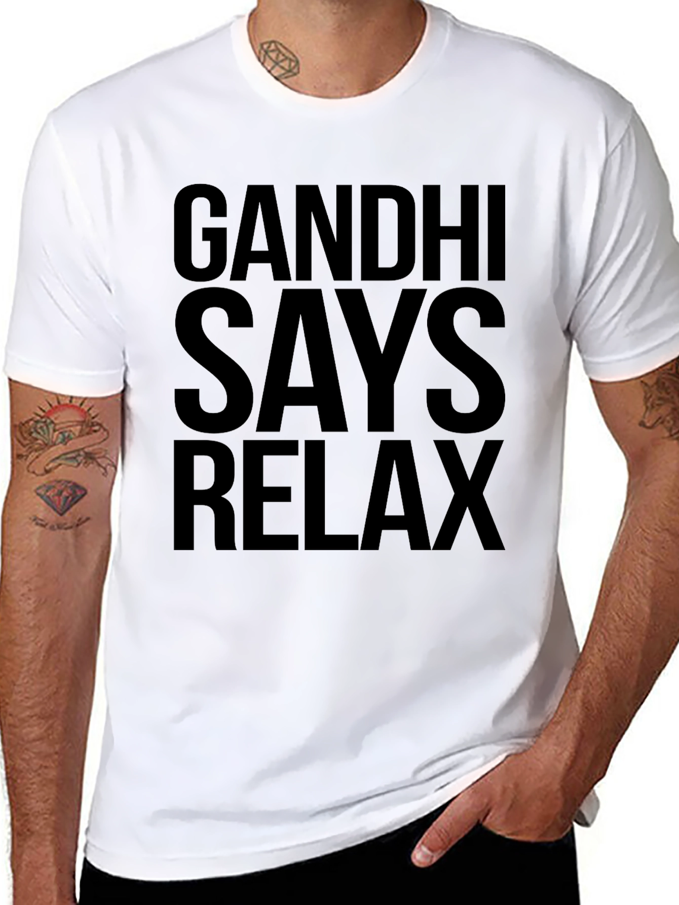 Gandhi Says Relax Black Graphic T-Shirt
