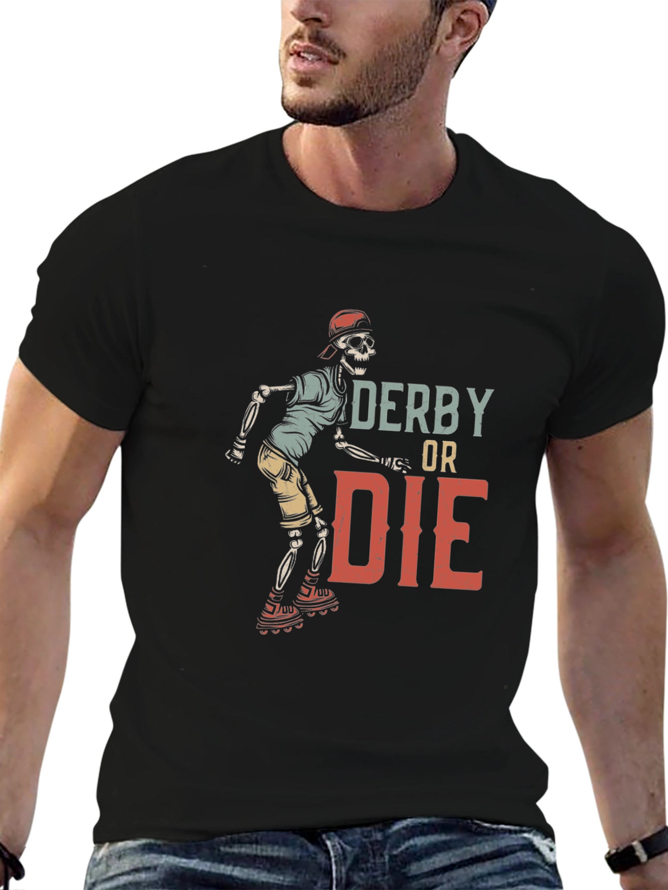Derby or Die Skeleton Roller Skate Graphic Tee