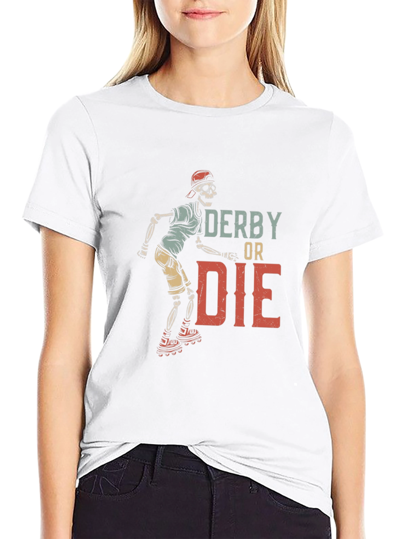 Derby or Die Skeleton Roller Skate Graphic Tee