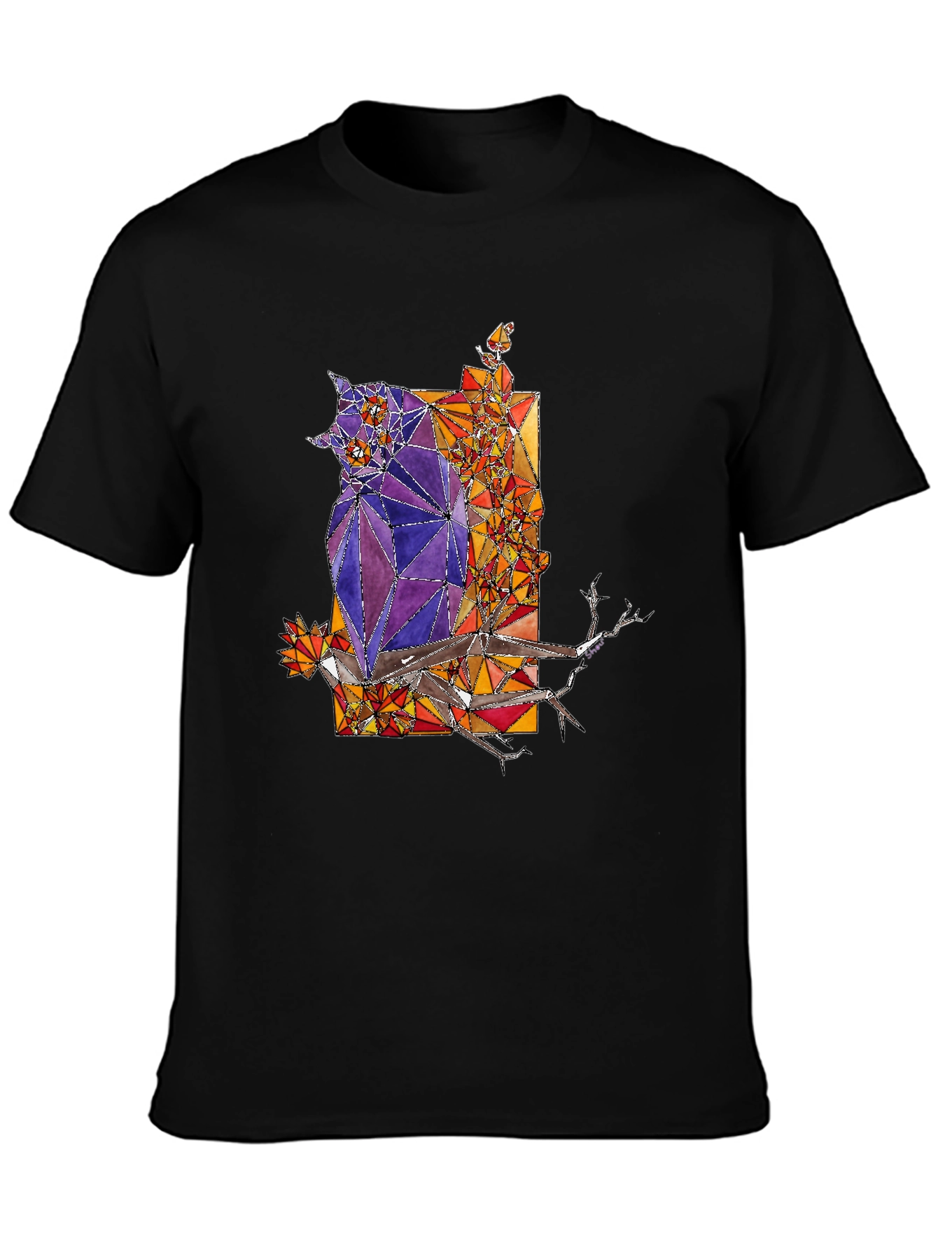 Abstract Owl Graphic Tee - Mens Black T-Shirt