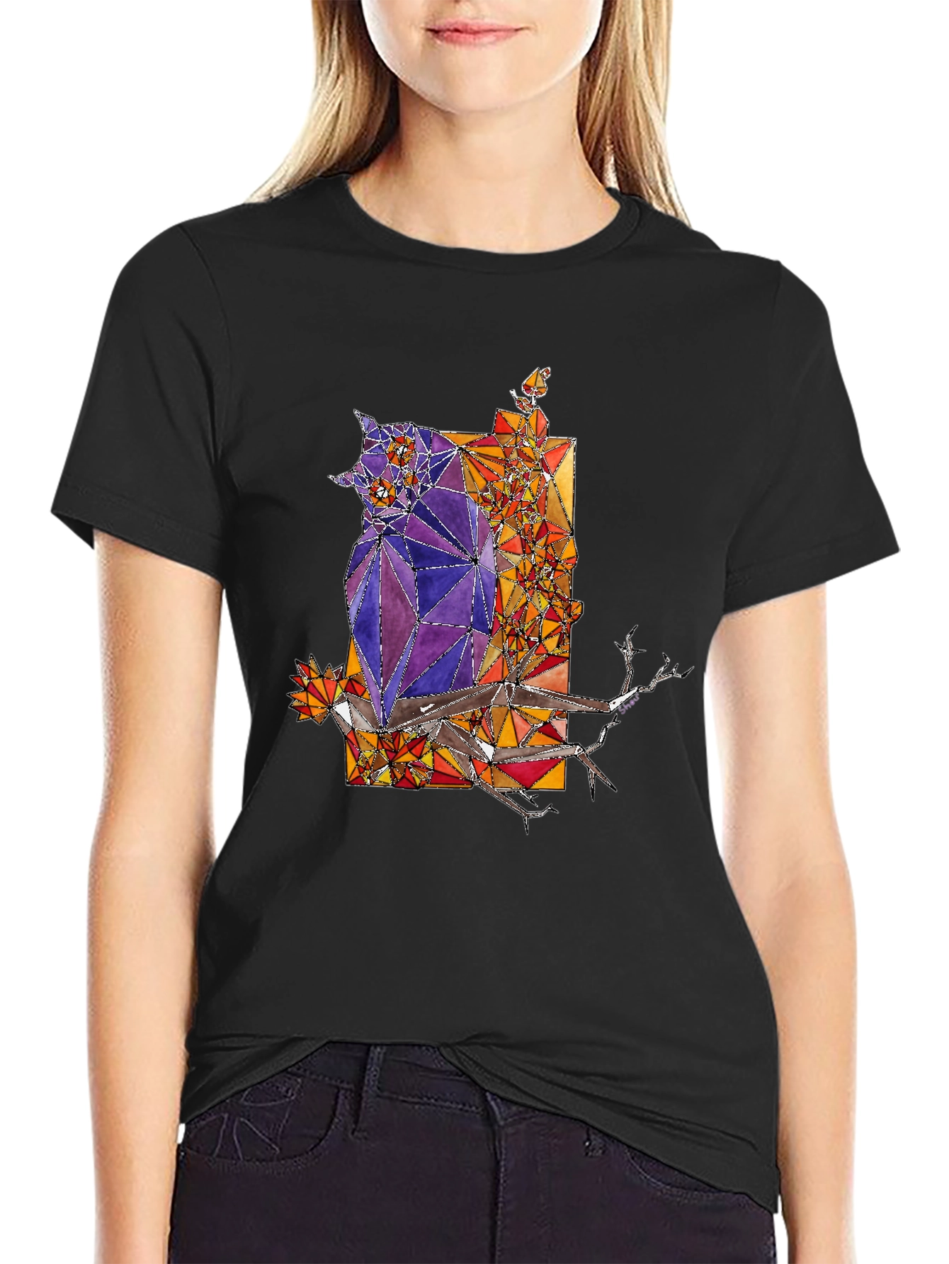 Abstract Owl Graphic Tee - Mens Black T-Shirt