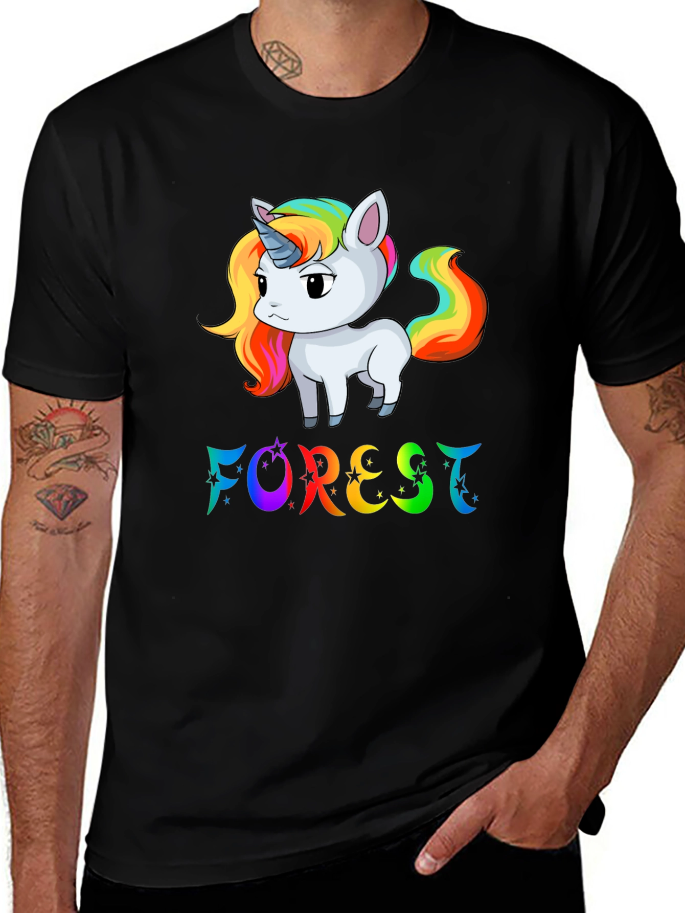 Rainbow Unicorn Forest Graphic T-Shirt