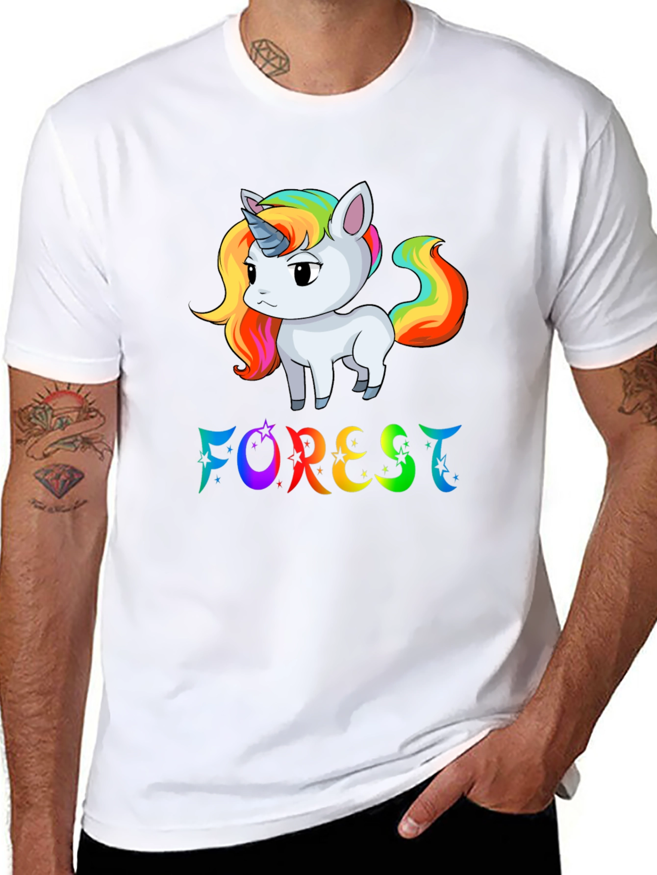 Rainbow Unicorn Forest Graphic T-Shirt