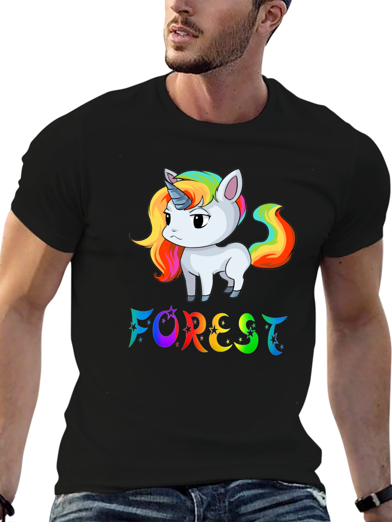 Rainbow Unicorn Forest Graphic T-Shirt