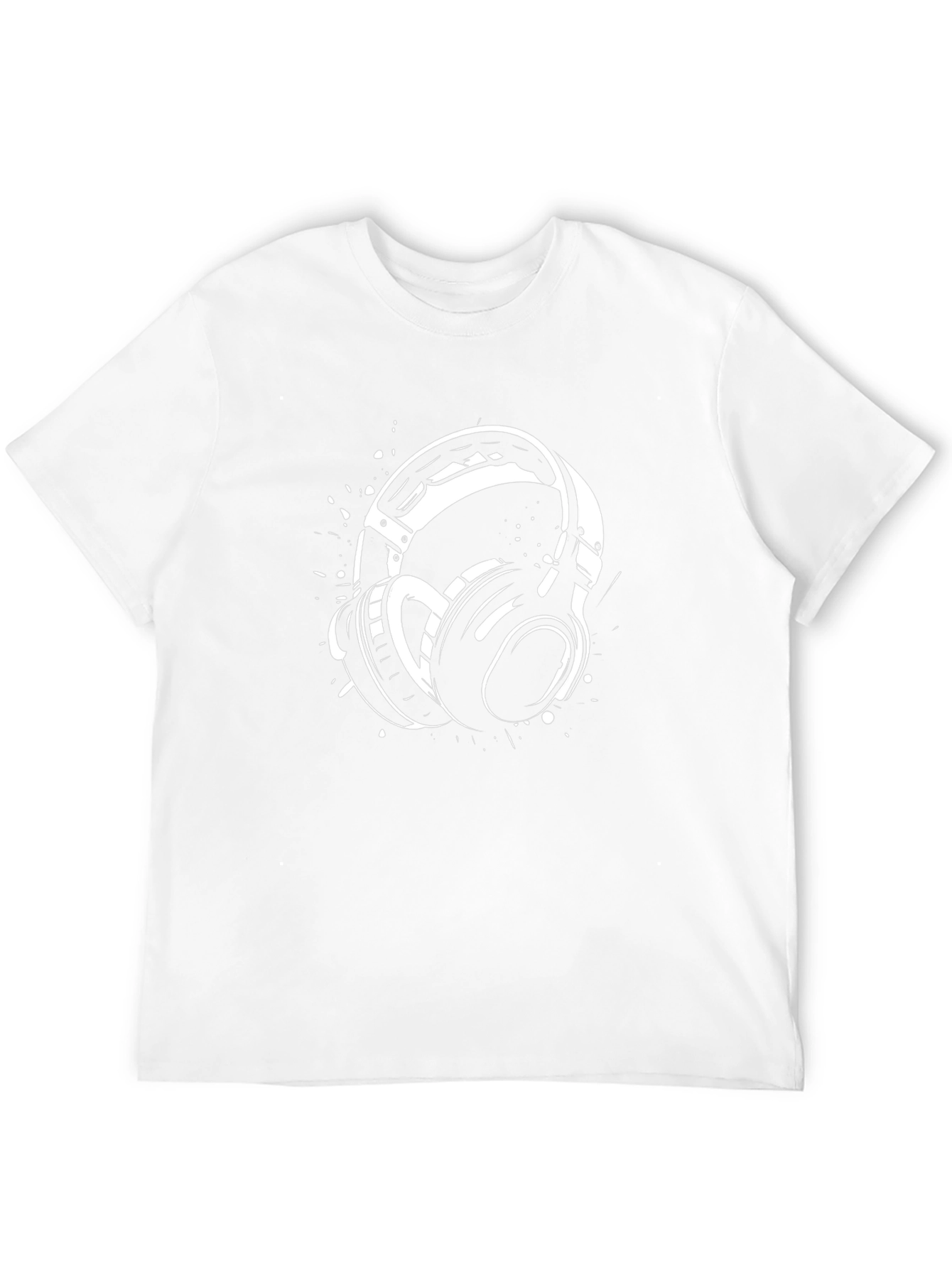 Stylish Black T-Shirt with Headphones Design