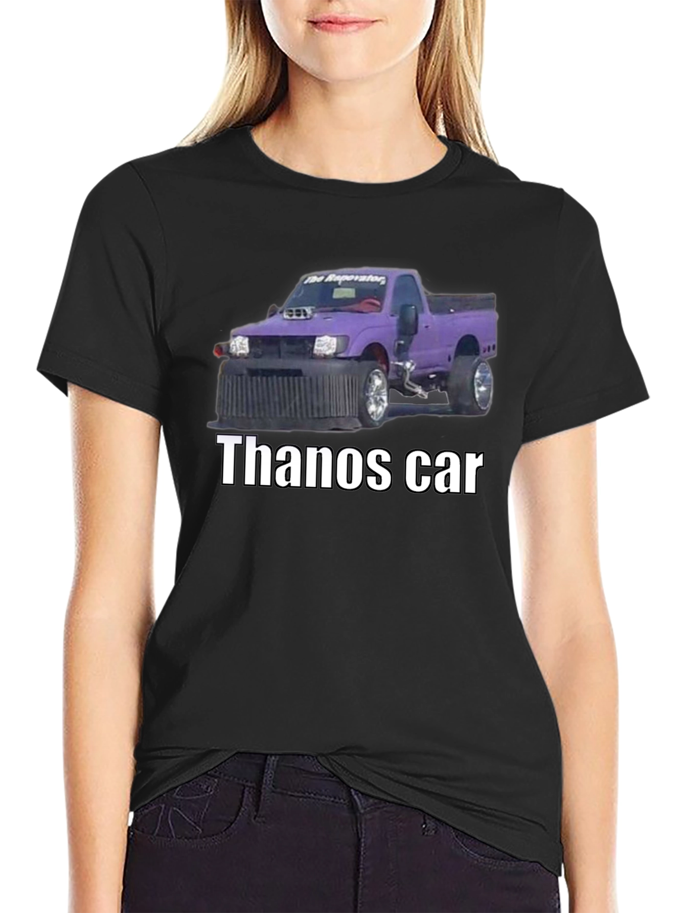 Thanos Car T-Shirt - Funny Purple Truck Graphic Tee