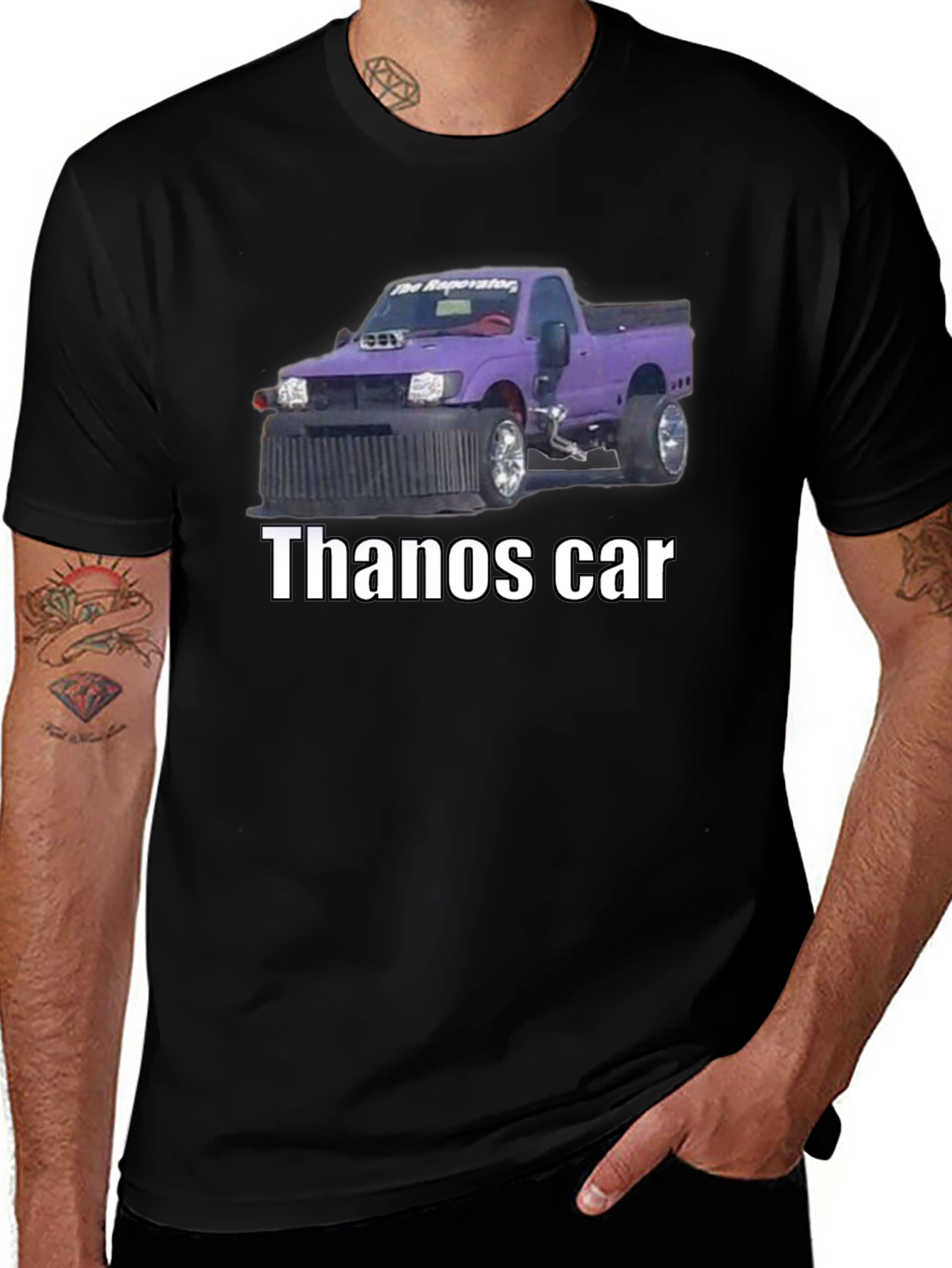 Thanos Car T-Shirt - Funny Purple Truck Graphic Tee