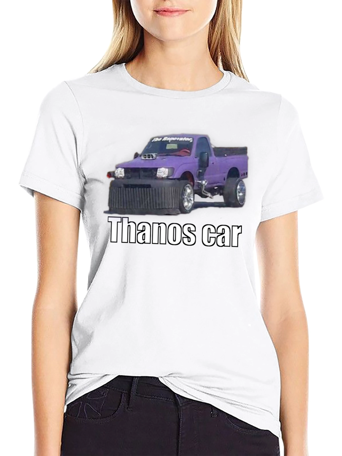 Thanos Car T-Shirt - Funny Purple Truck Graphic Tee