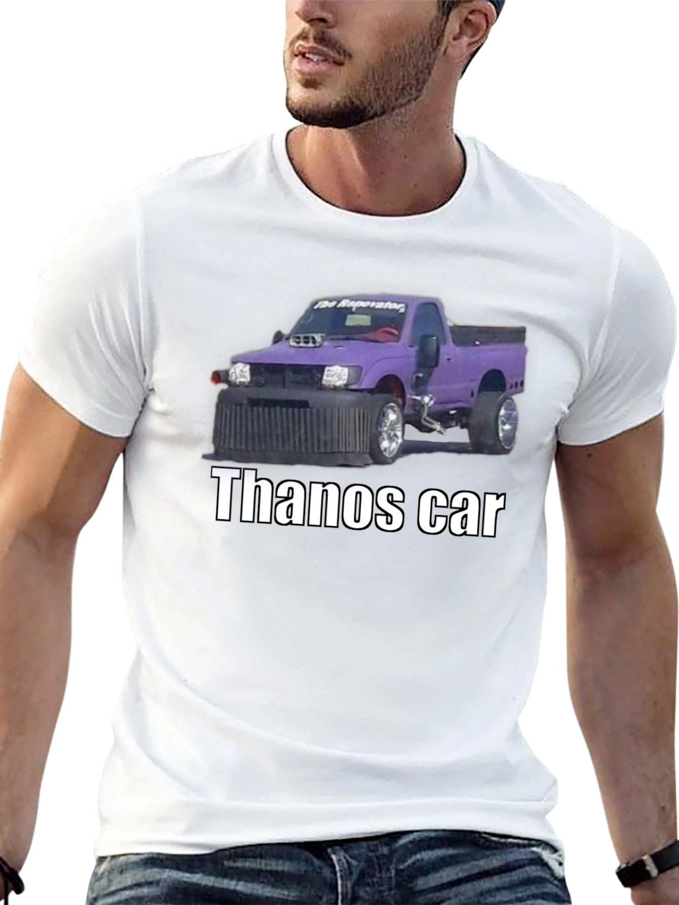Thanos Car T-Shirt - Funny Purple Truck Graphic Tee