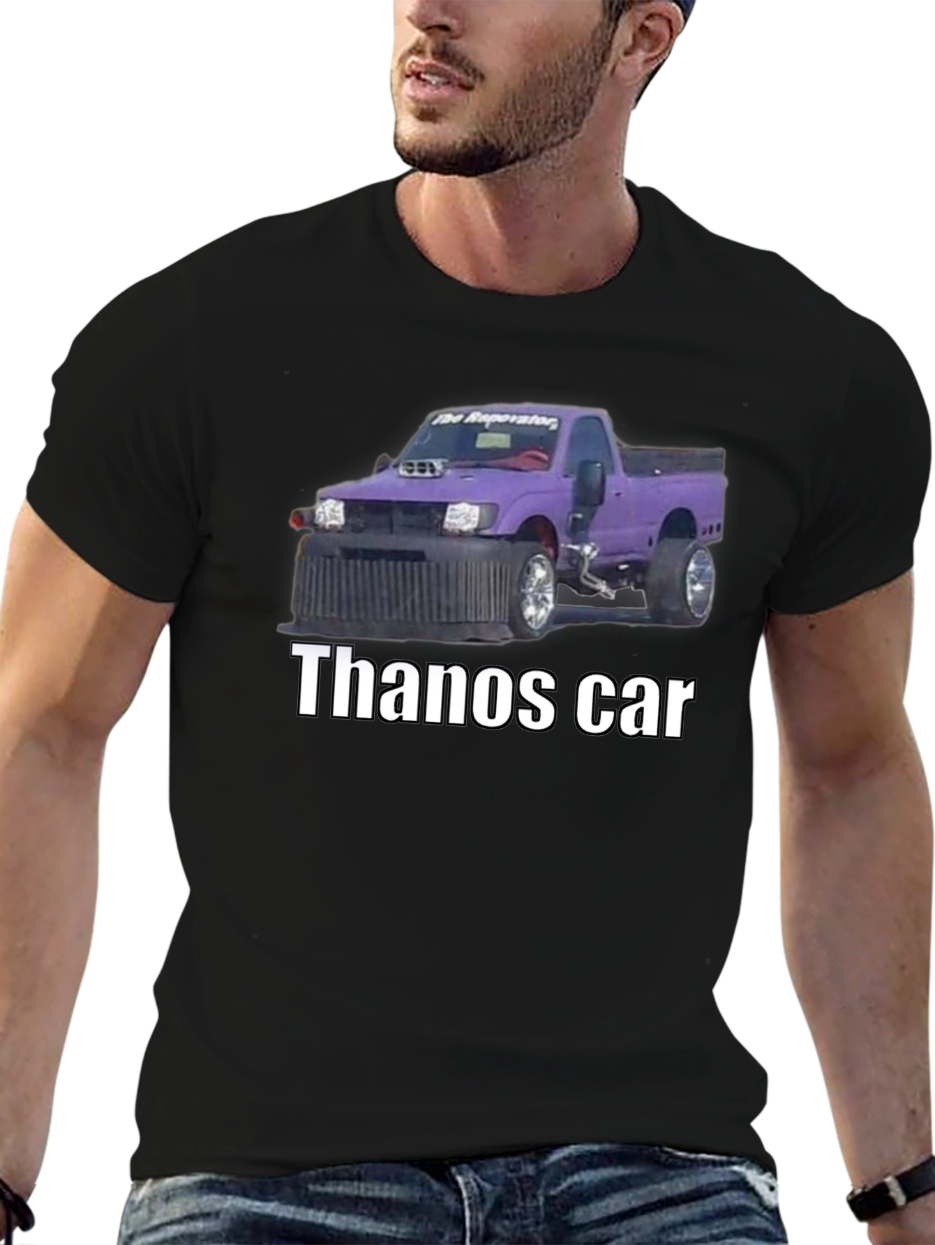 Thanos Car T-Shirt - Funny Purple Truck Graphic Tee