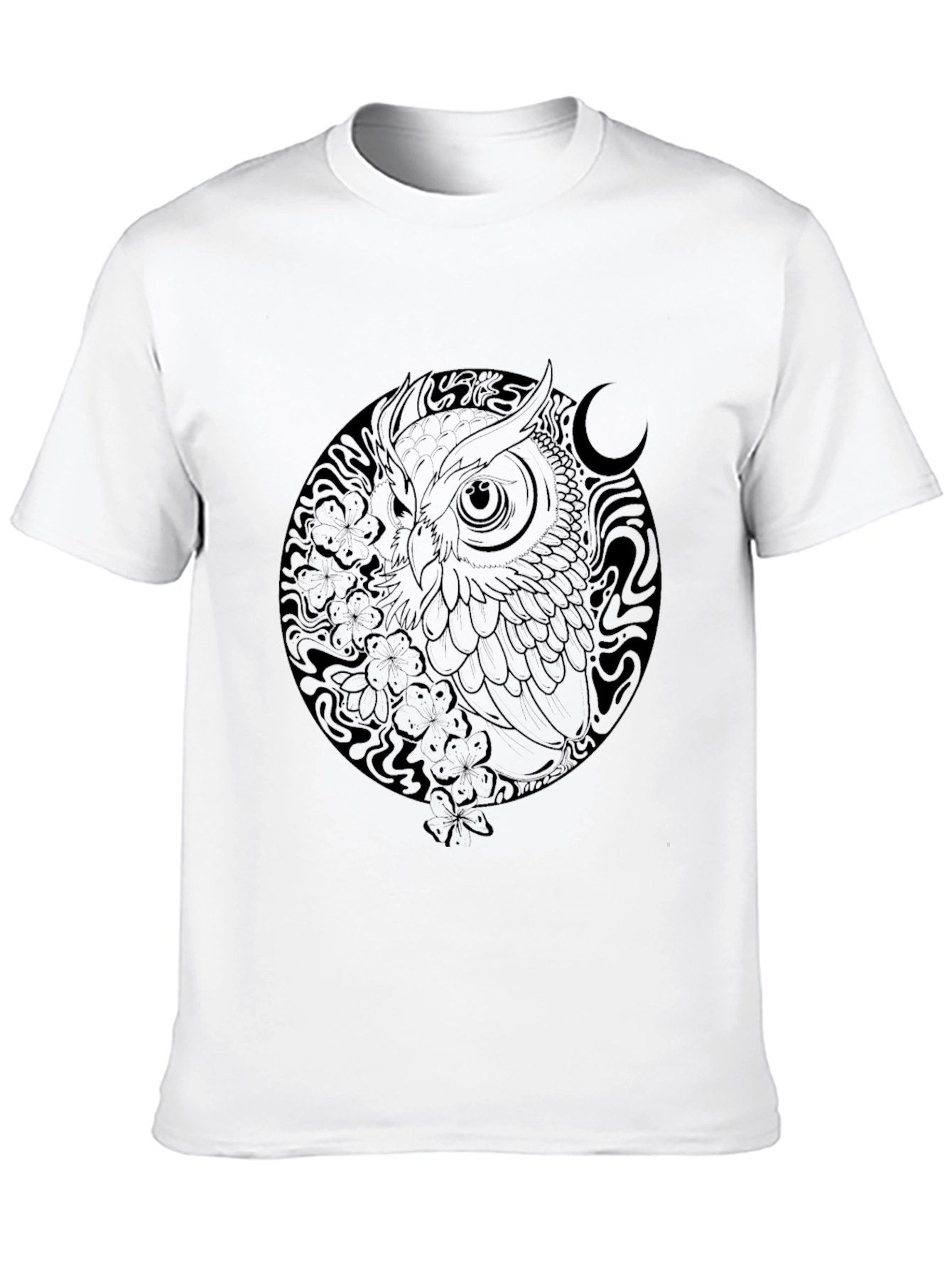 Owl Graphic Print Black T-Shirt