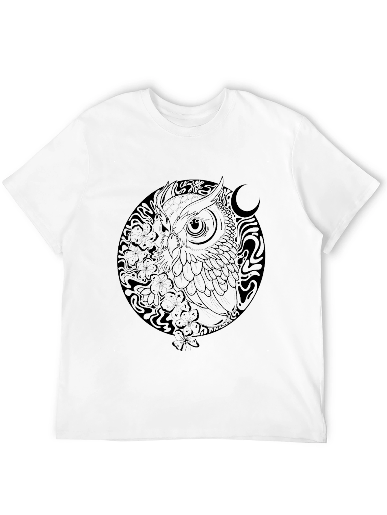 Owl Graphic Print Black T-Shirt