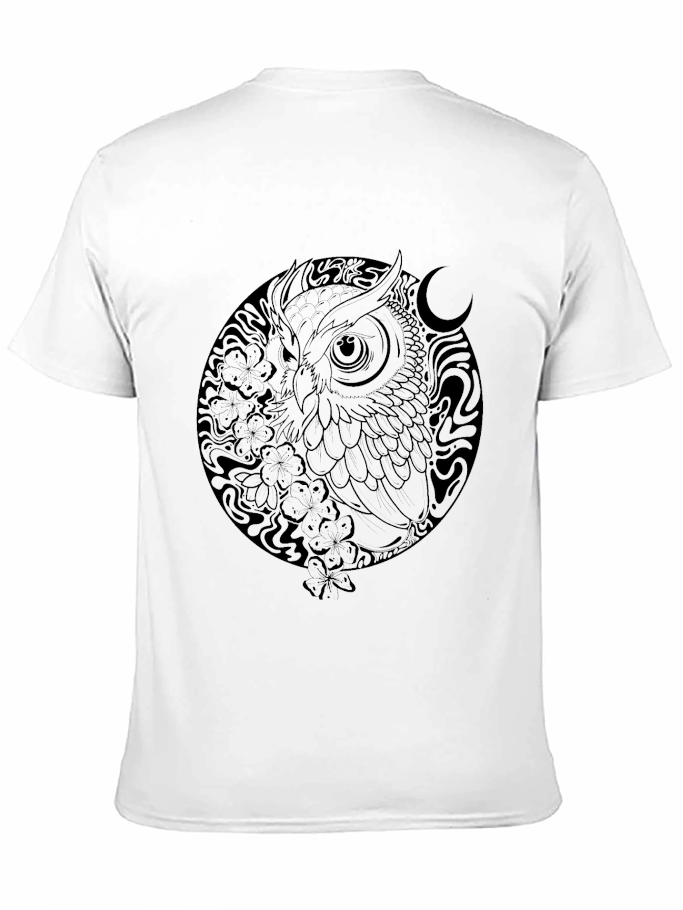 Owl Graphic Print Black T-Shirt