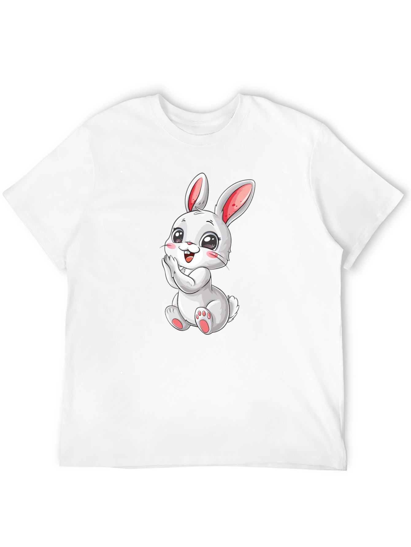Cute Bunny Graphic Tee - Black Cotton Comfort