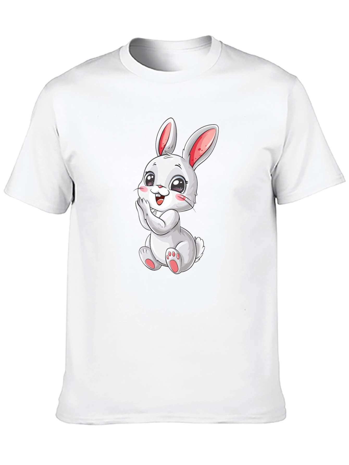 Cute Bunny Graphic Tee - Black Cotton Comfort