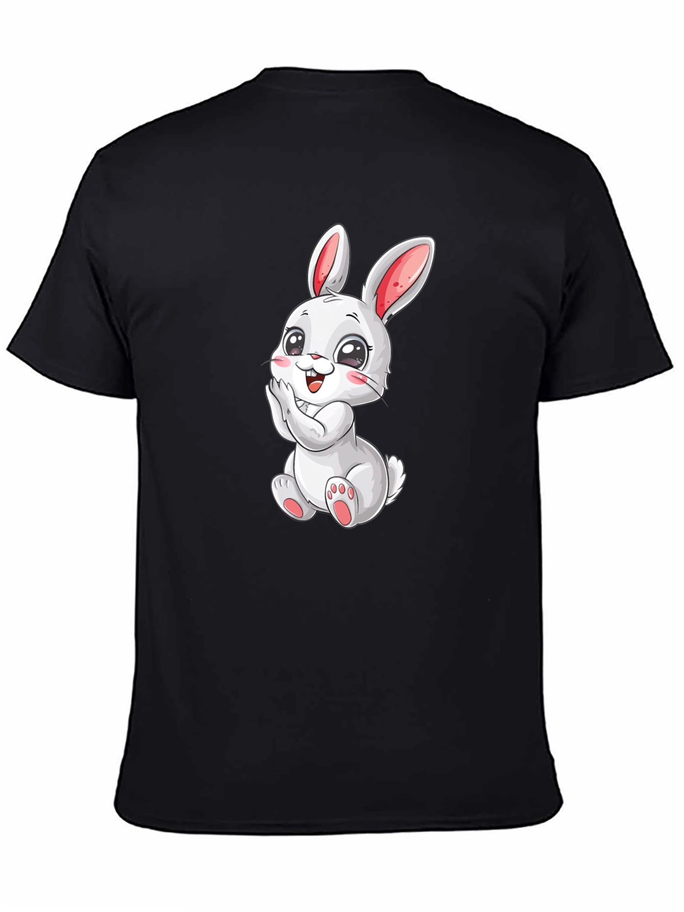 Cute Bunny Graphic Tee - Black Cotton Comfort