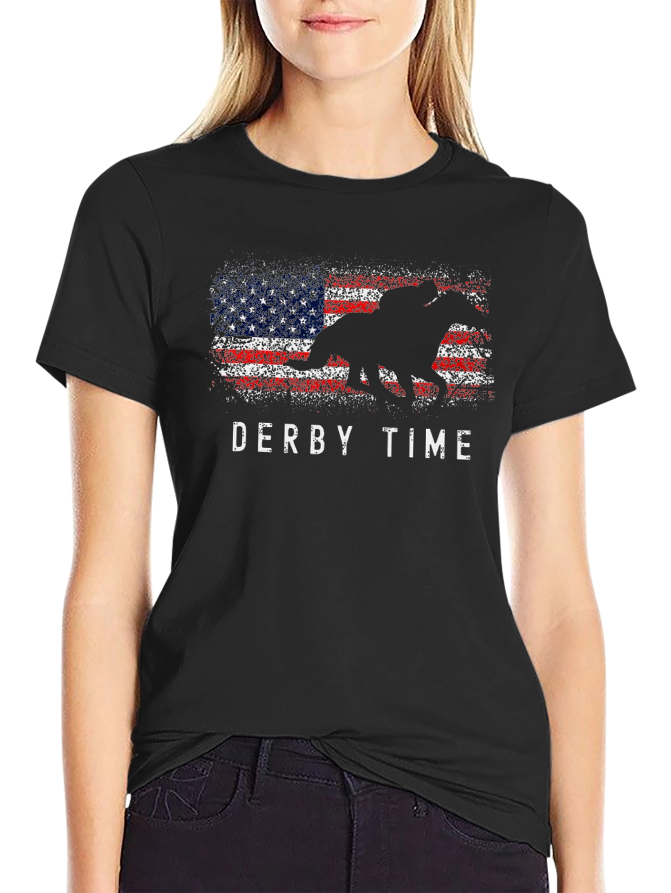 Derby Time American Flag Horse Graphic T-Shirt