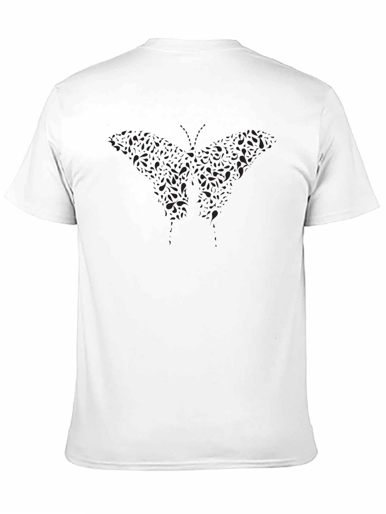 Mens Black Butterfly Print Crew Neck T-Shirt