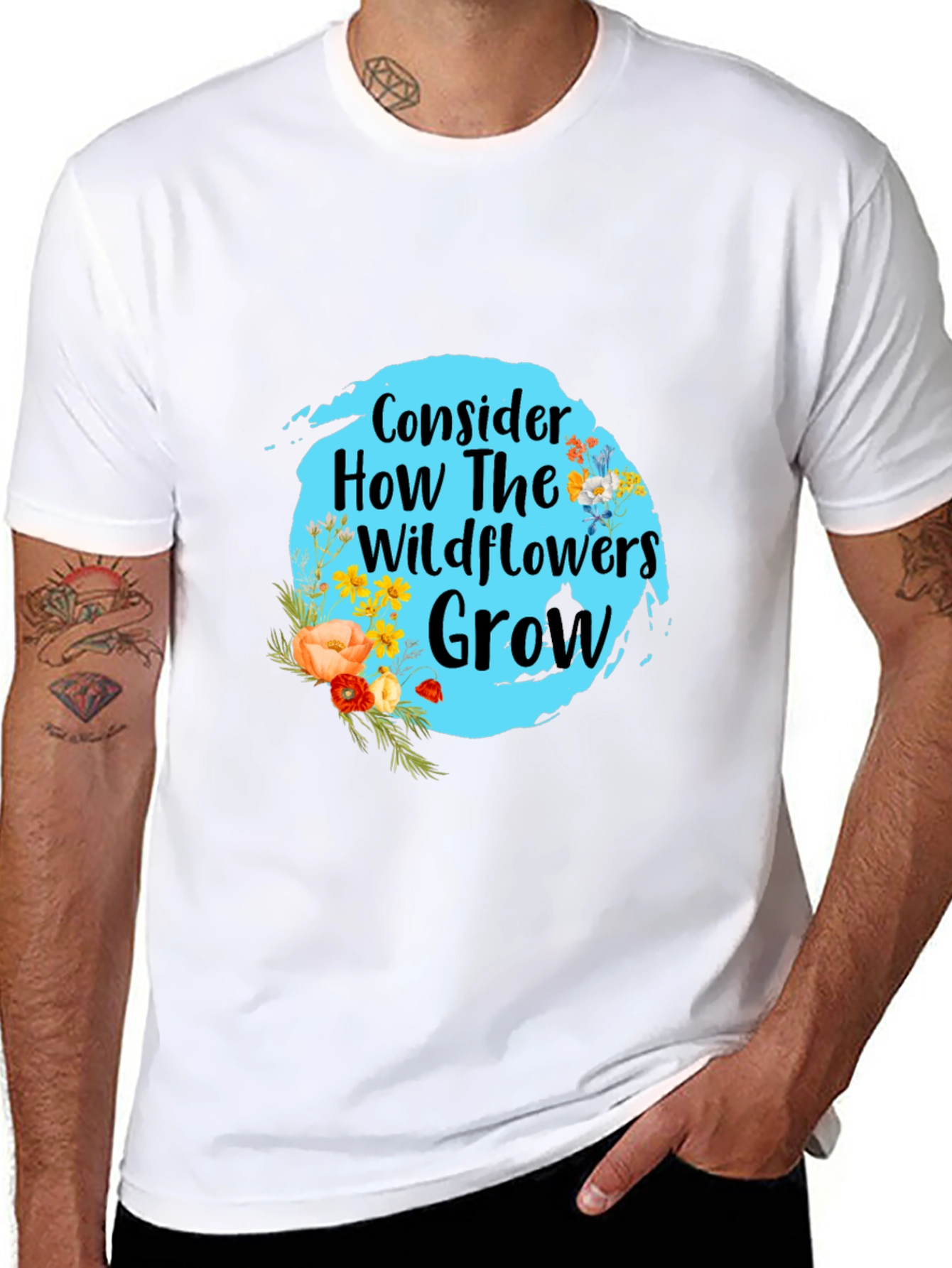 Consider How Wildflowers Grow Black T-Shirt