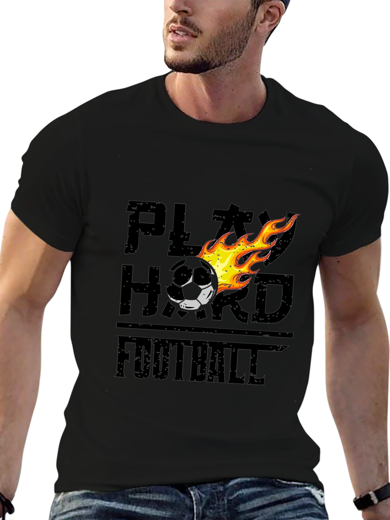Play Hard Football Graphic Tee - Black
