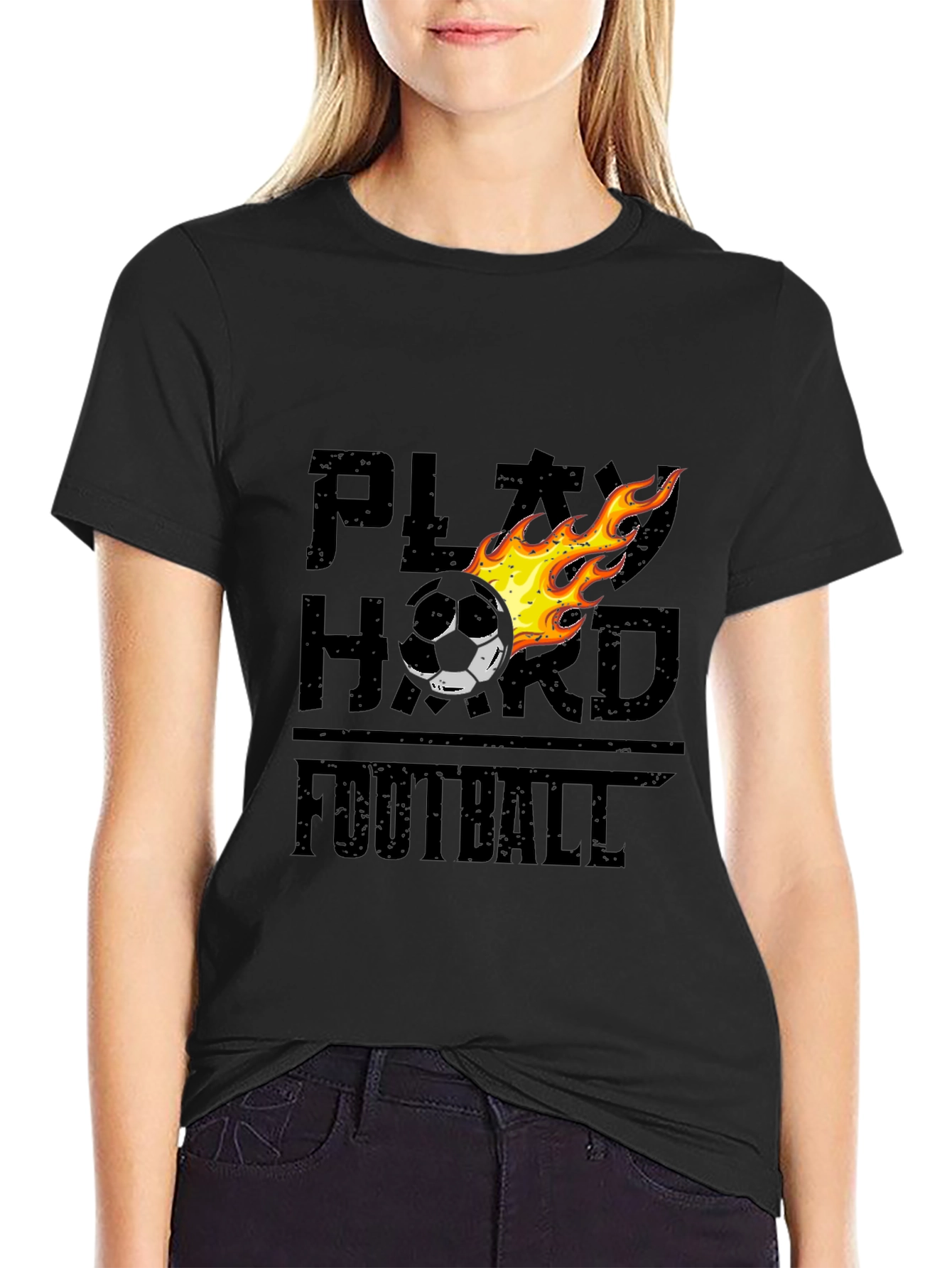 Play Hard Football Graphic Tee - Black
