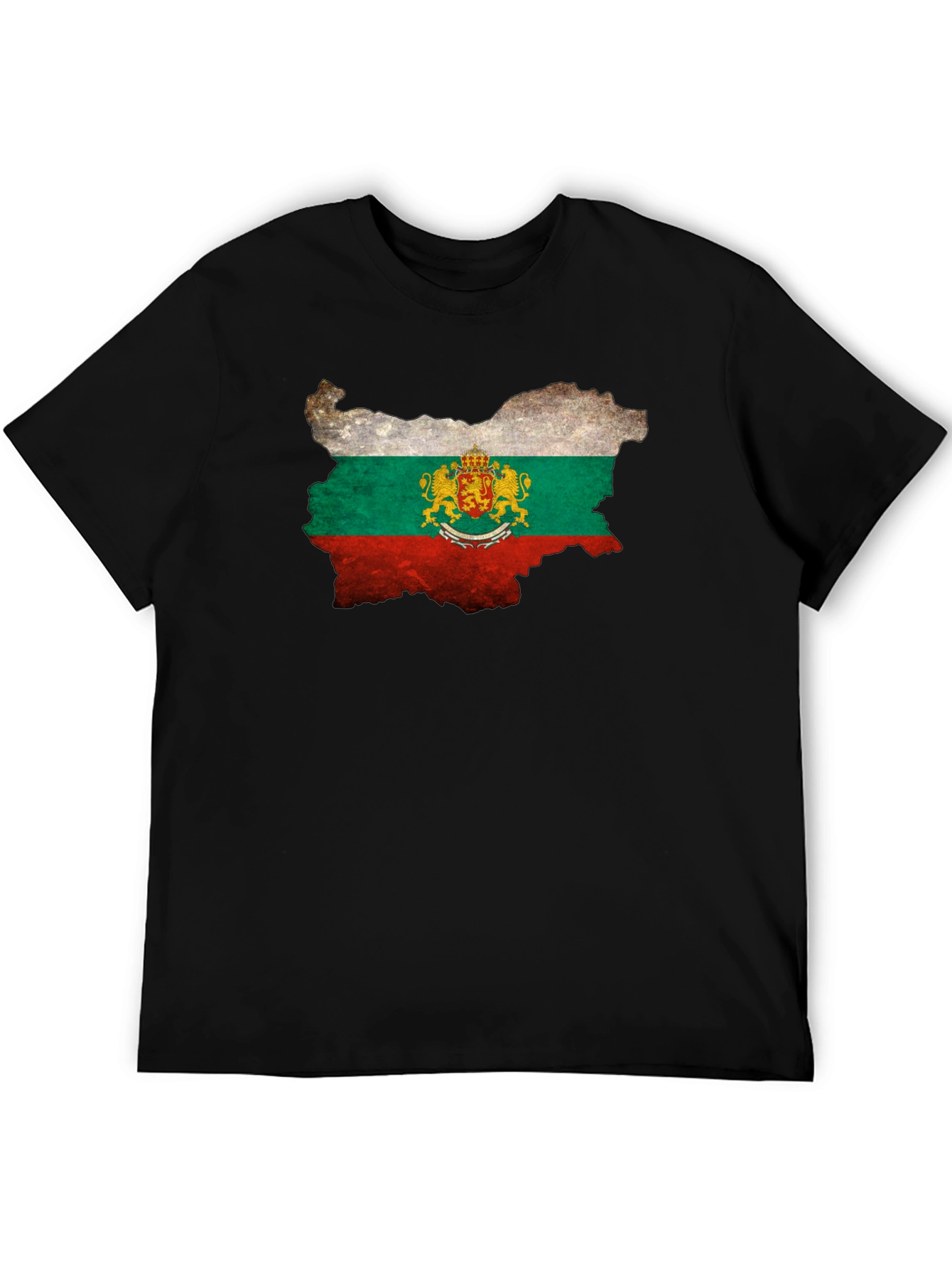 Bulgaria Flag Map T-Shirt - Black