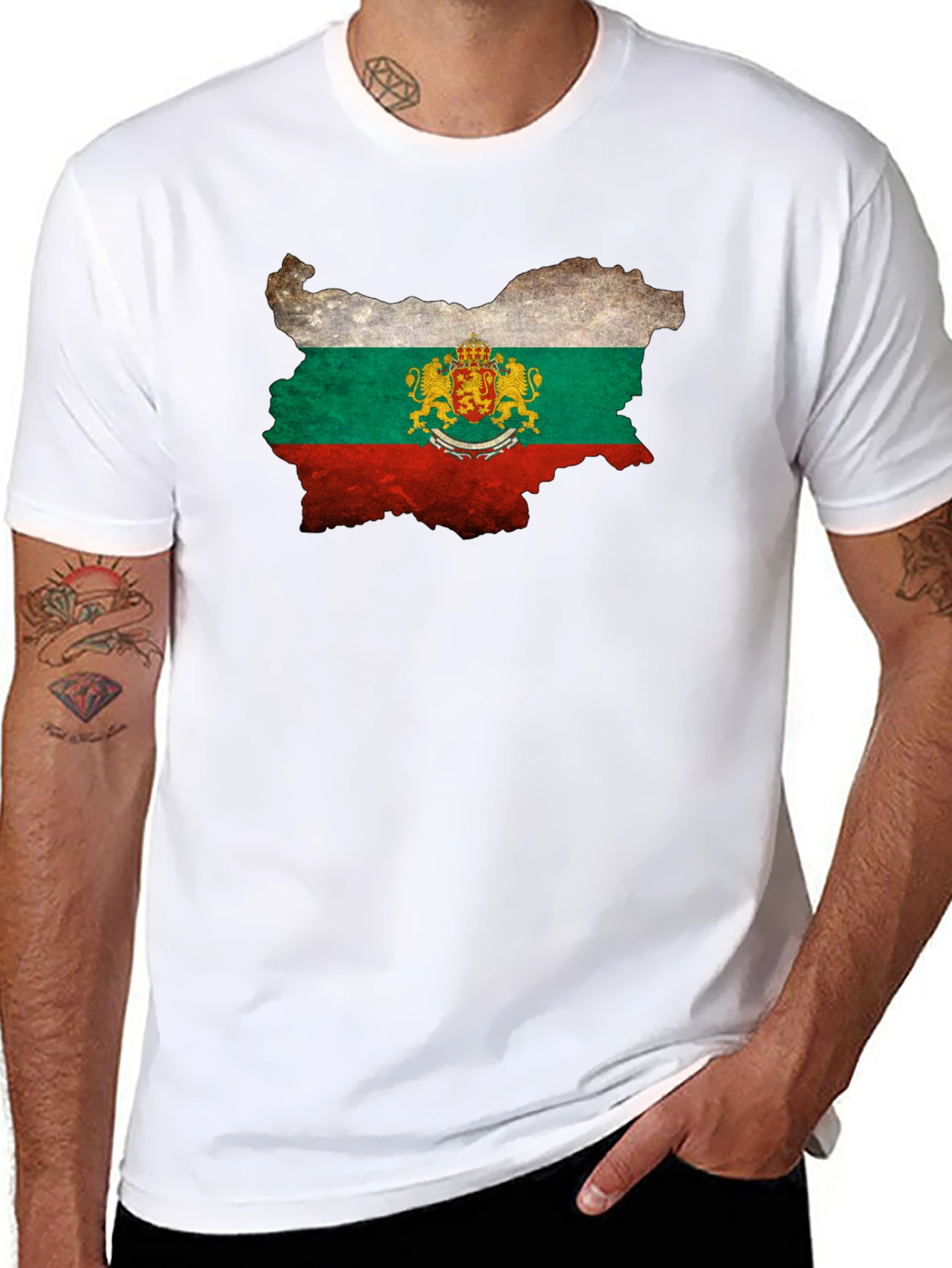 Bulgaria Flag Map T-Shirt - Black