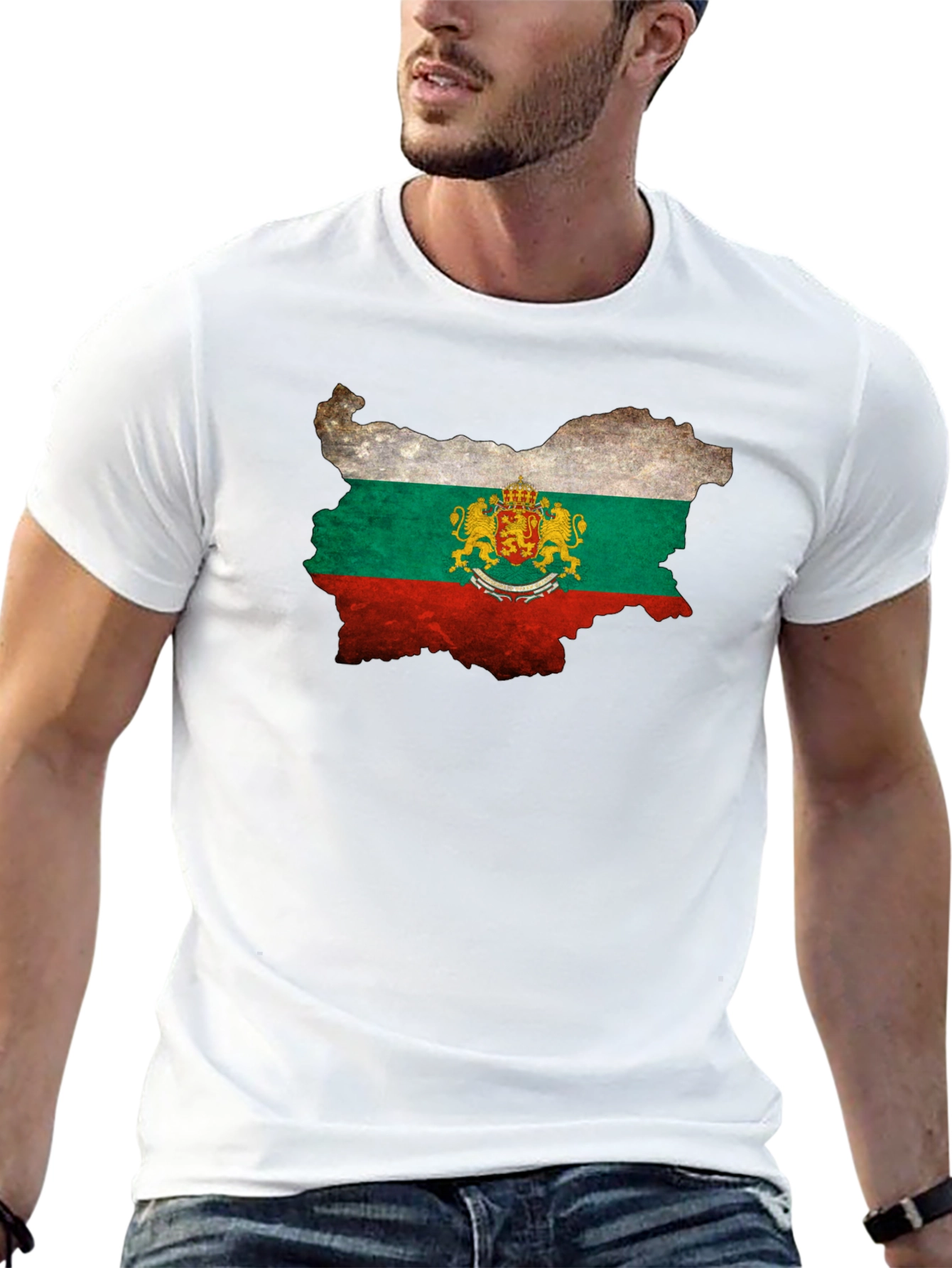 Bulgaria Flag Map T-Shirt - Black