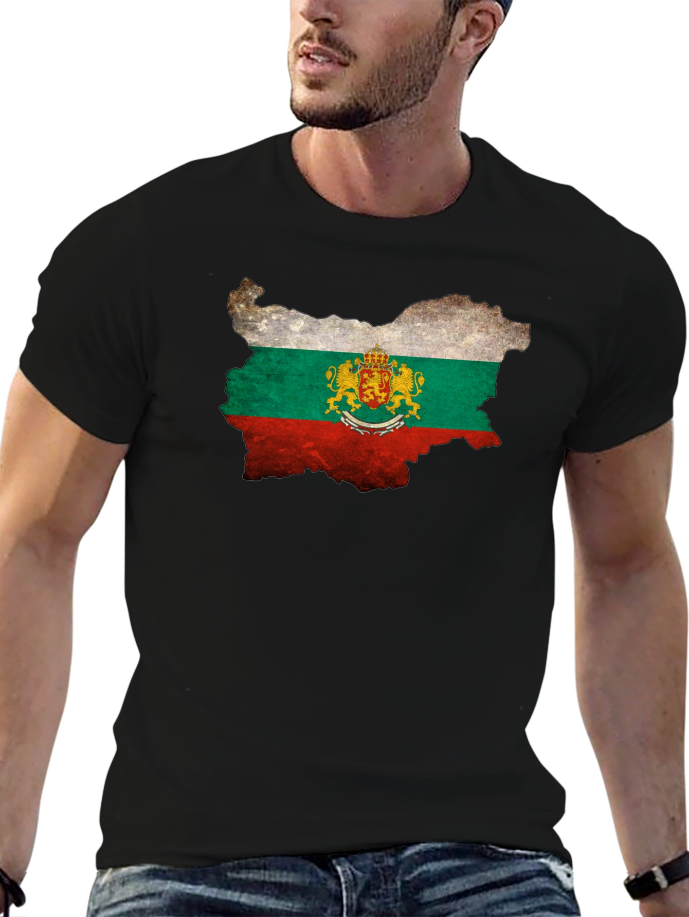 Bulgaria Flag Map T-Shirt - Black