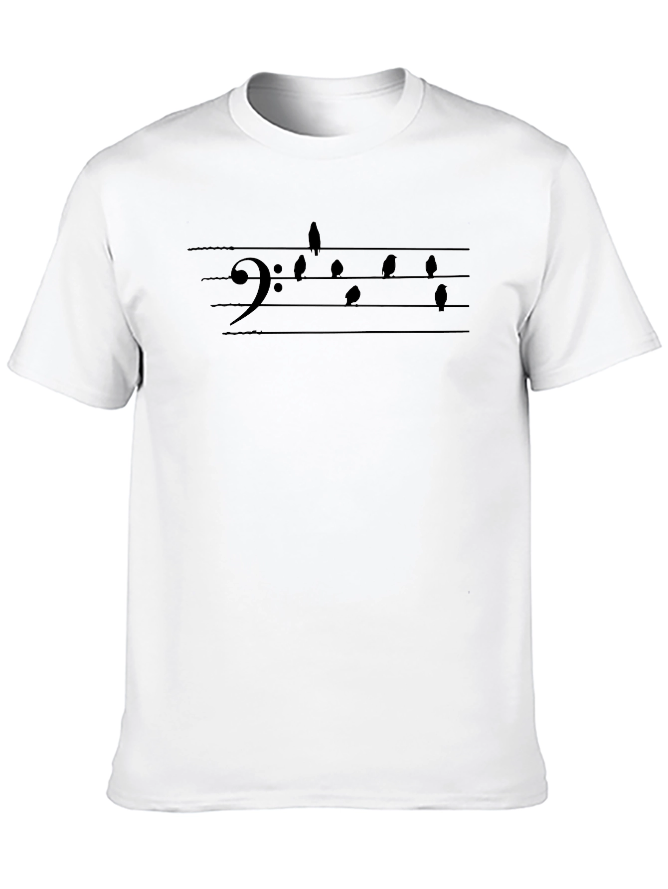 Music Note Birds Black T-Shirt