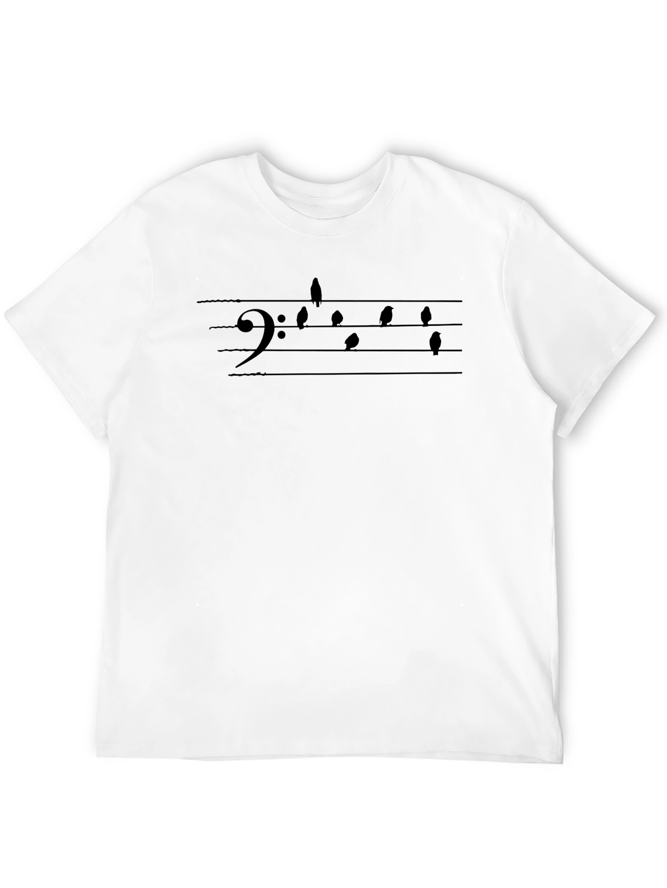 Music Note Birds Black T-Shirt