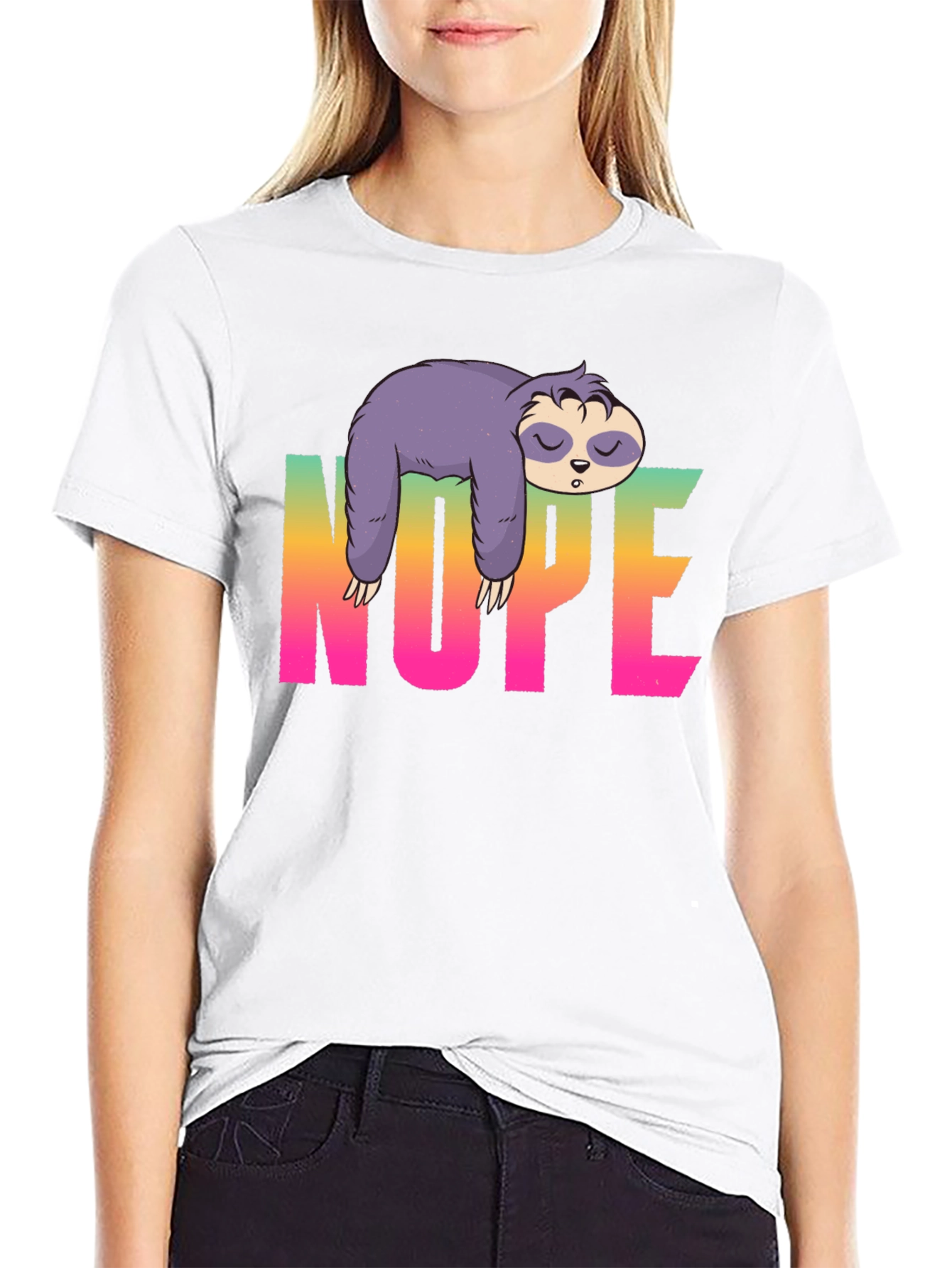 Nope Sloth Graphic Tee - Relaxed Style