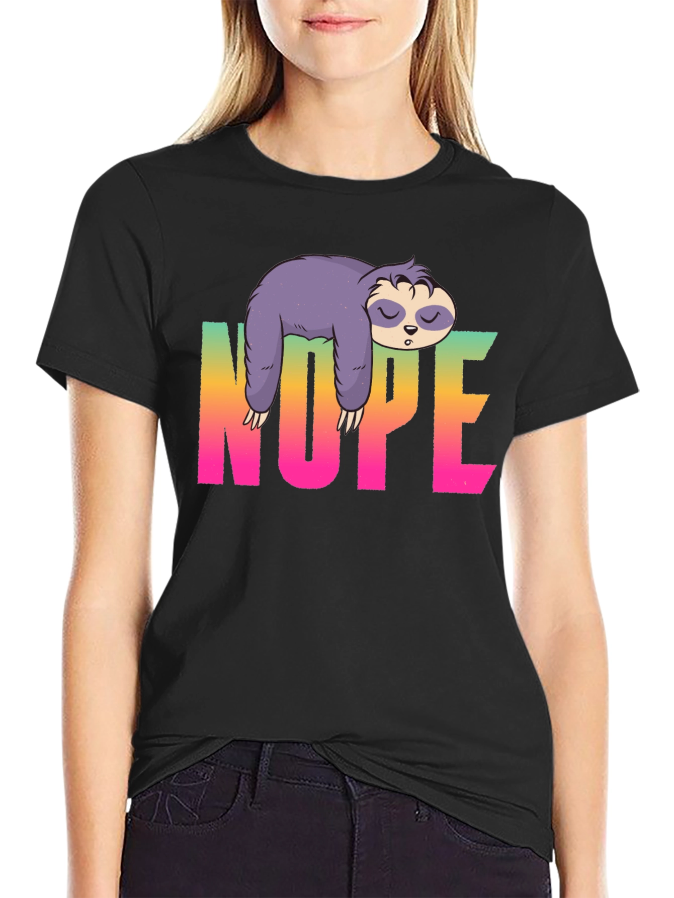 Nope Sloth Graphic Tee - Relaxed Style