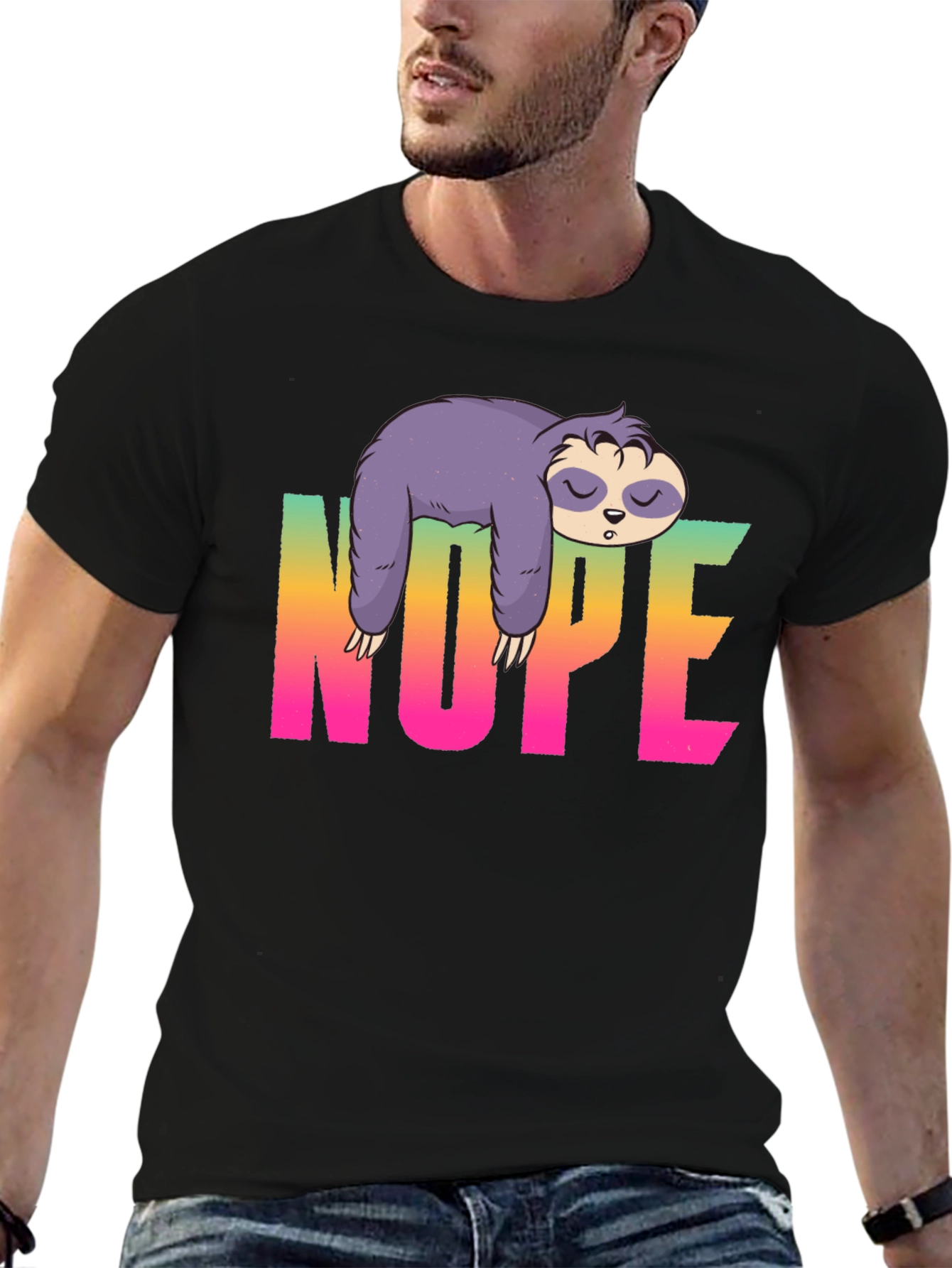 Nope Sloth Graphic Tee - Relaxed Style