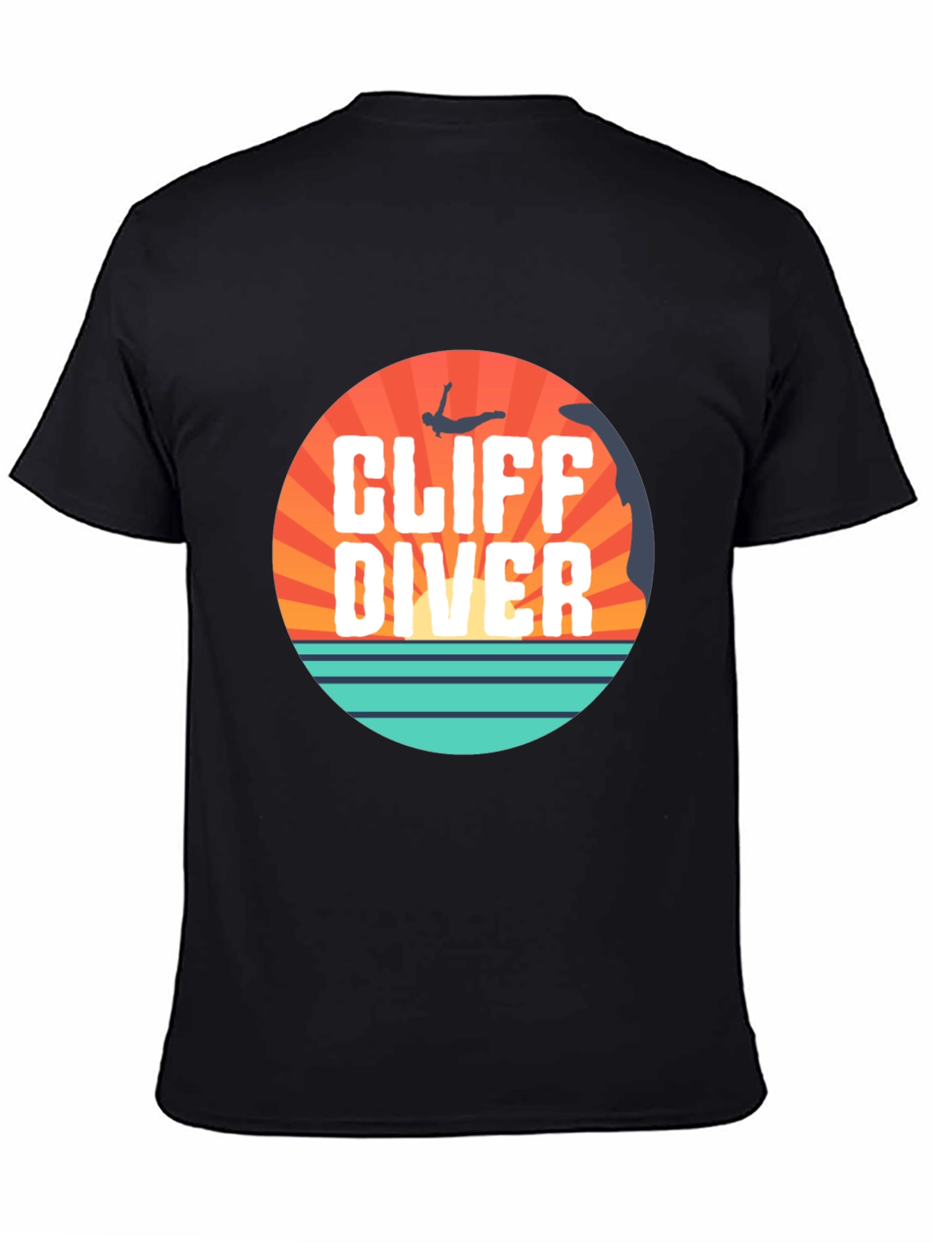 Cliff Diver Graphic Tee - Black Cotton T-Shirt