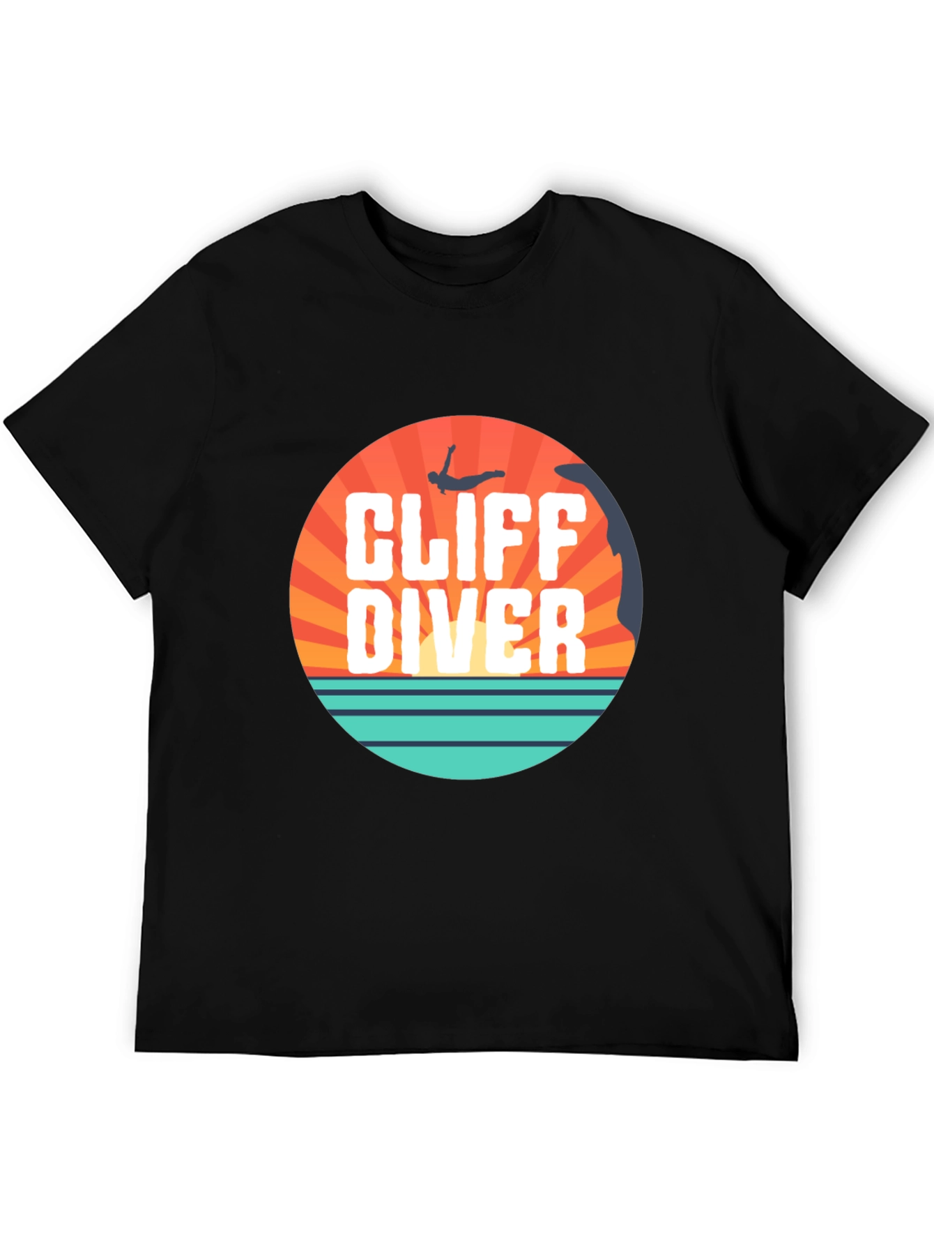 Cliff Diver Graphic Tee - Black Cotton T-Shirt