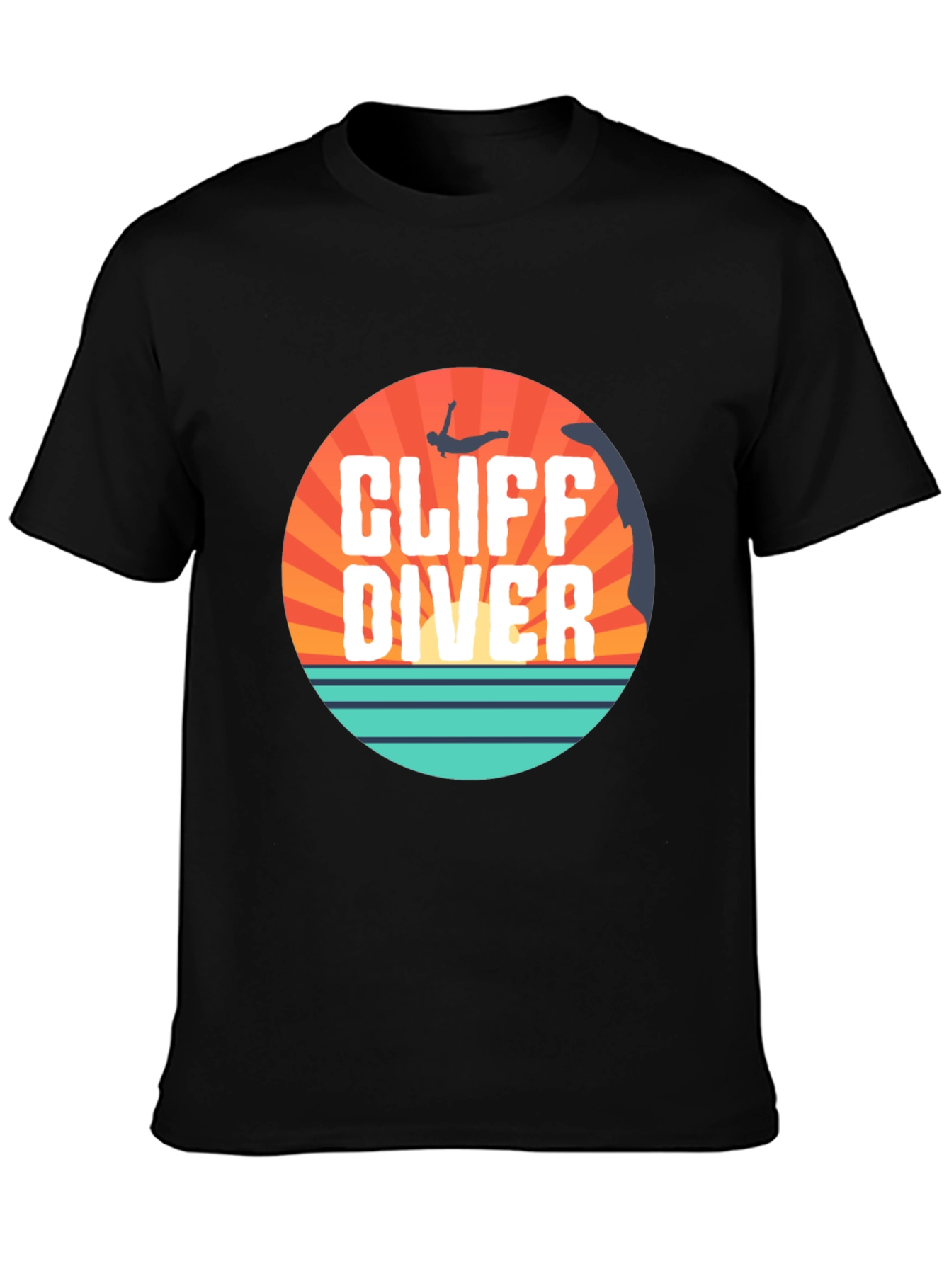Cliff Diver Graphic Tee - Black Cotton T-Shirt