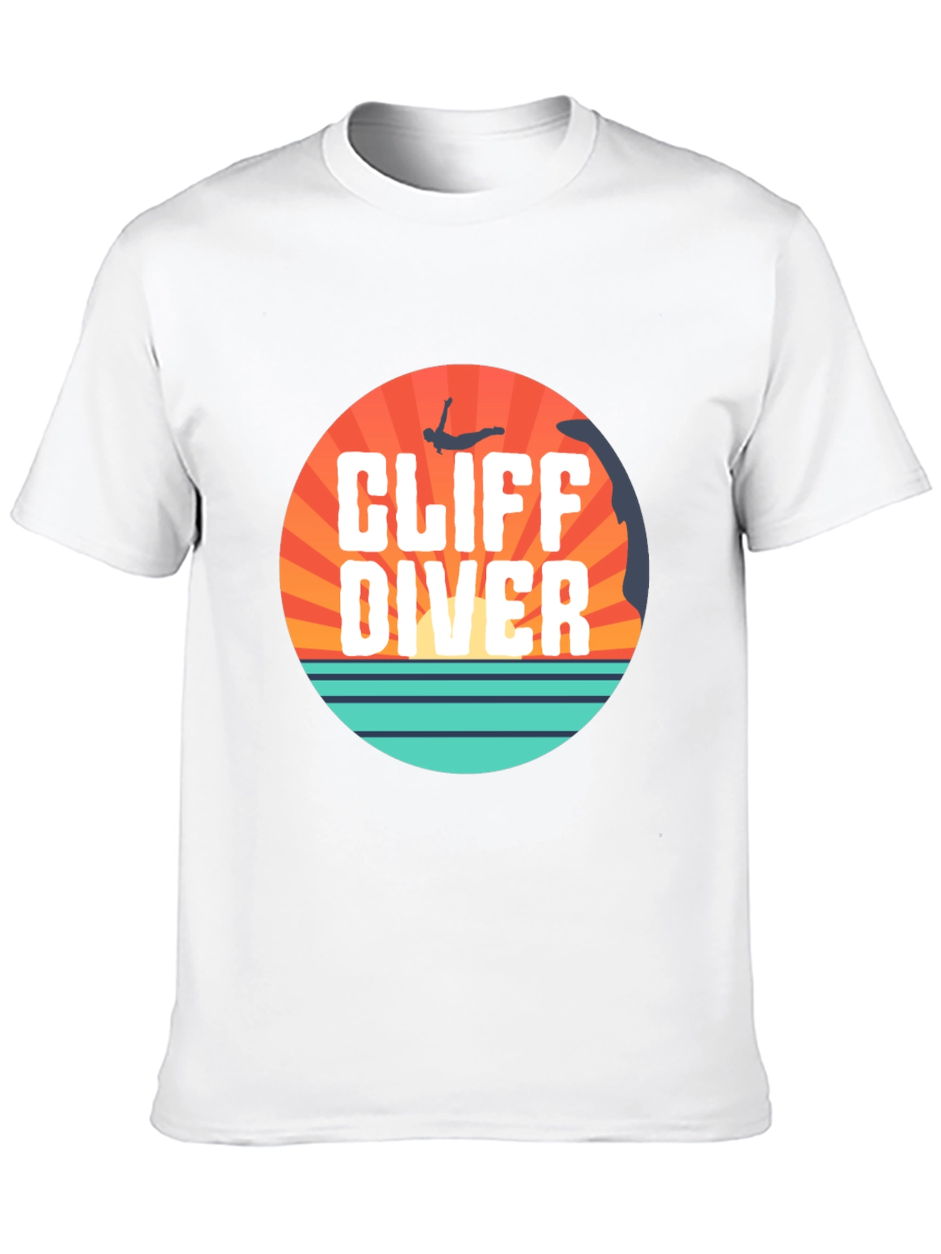 Cliff Diver Graphic Tee - Black Cotton T-Shirt