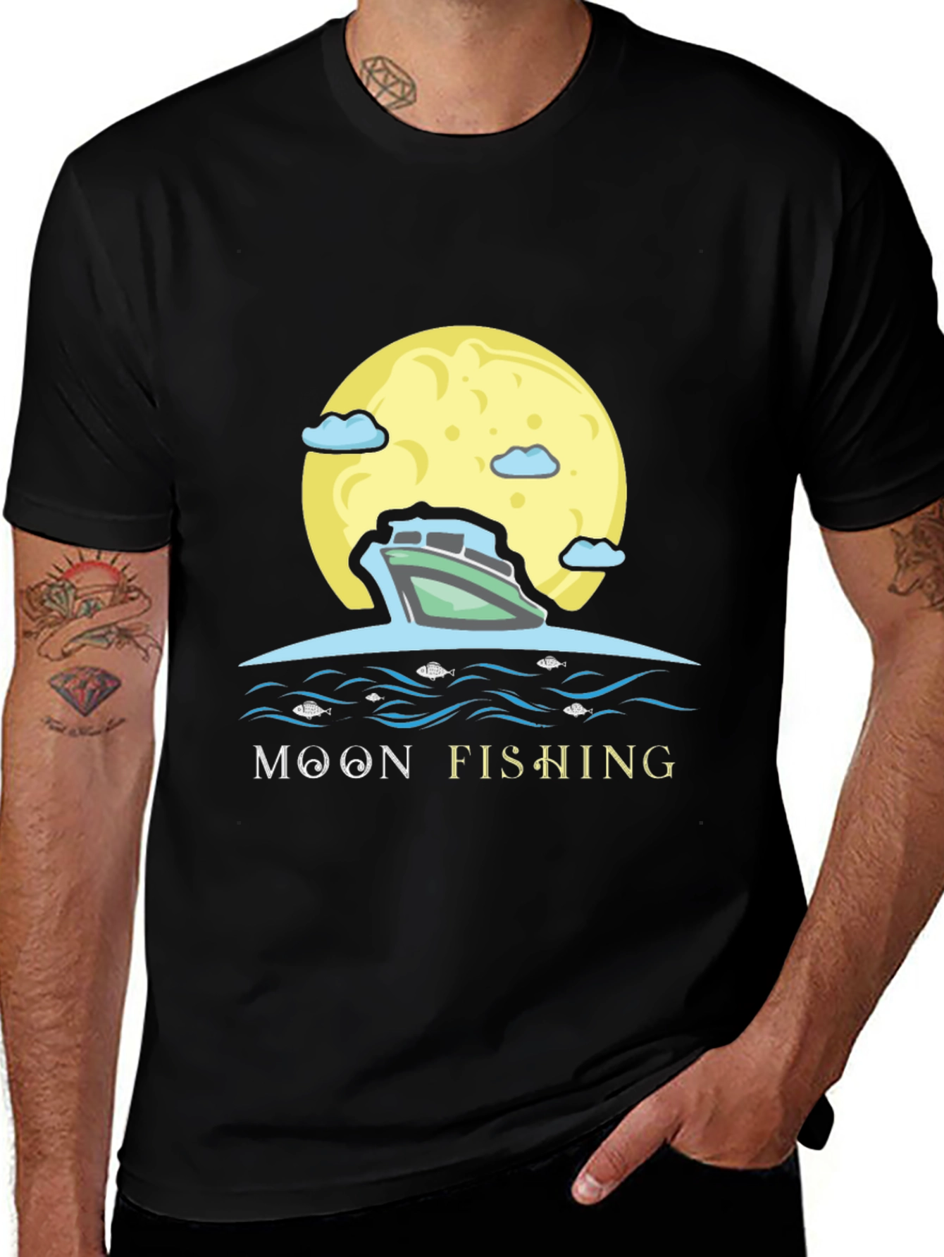 Moon Fishing Graphic Tee