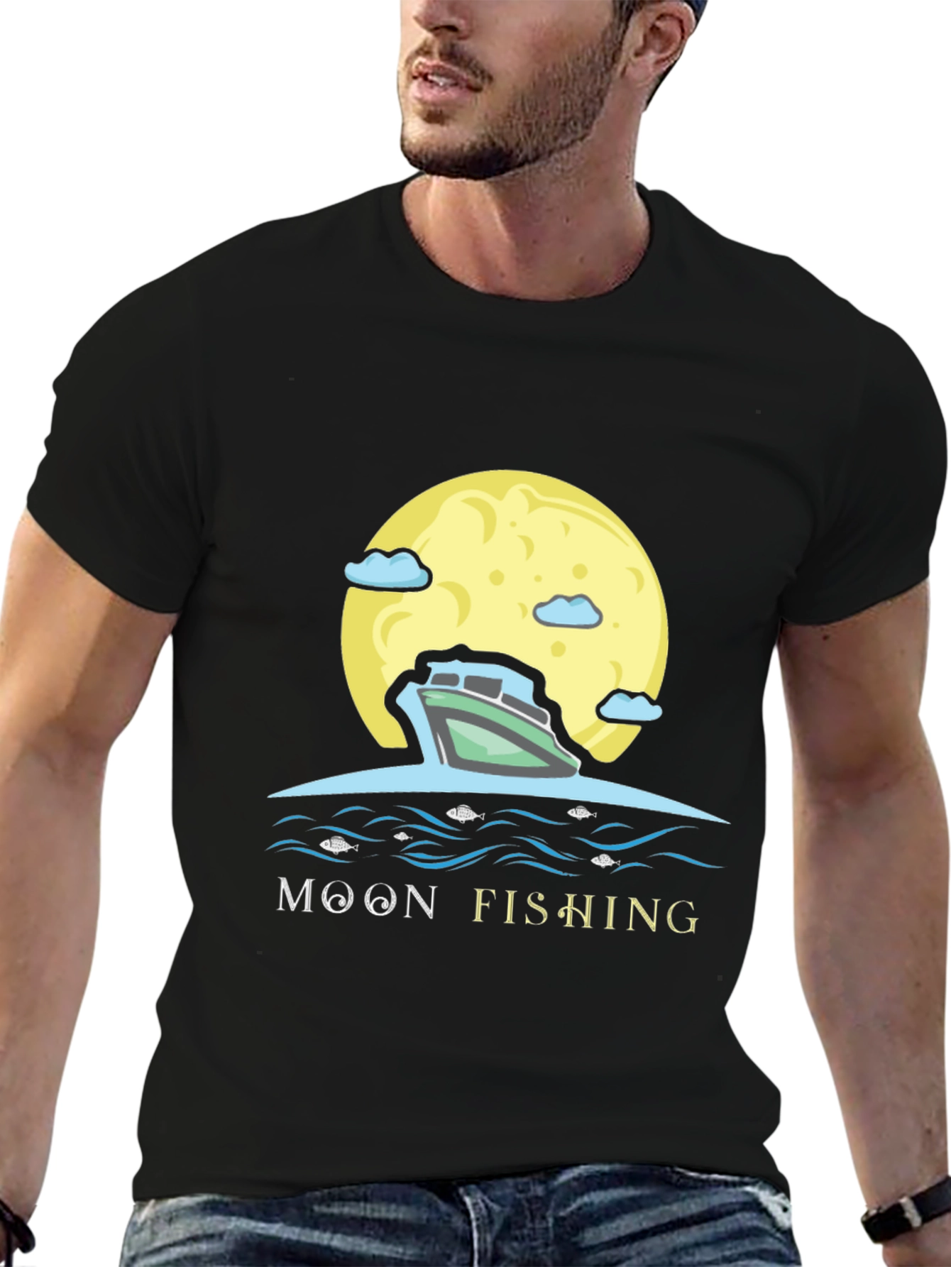 Moon Fishing Graphic Tee